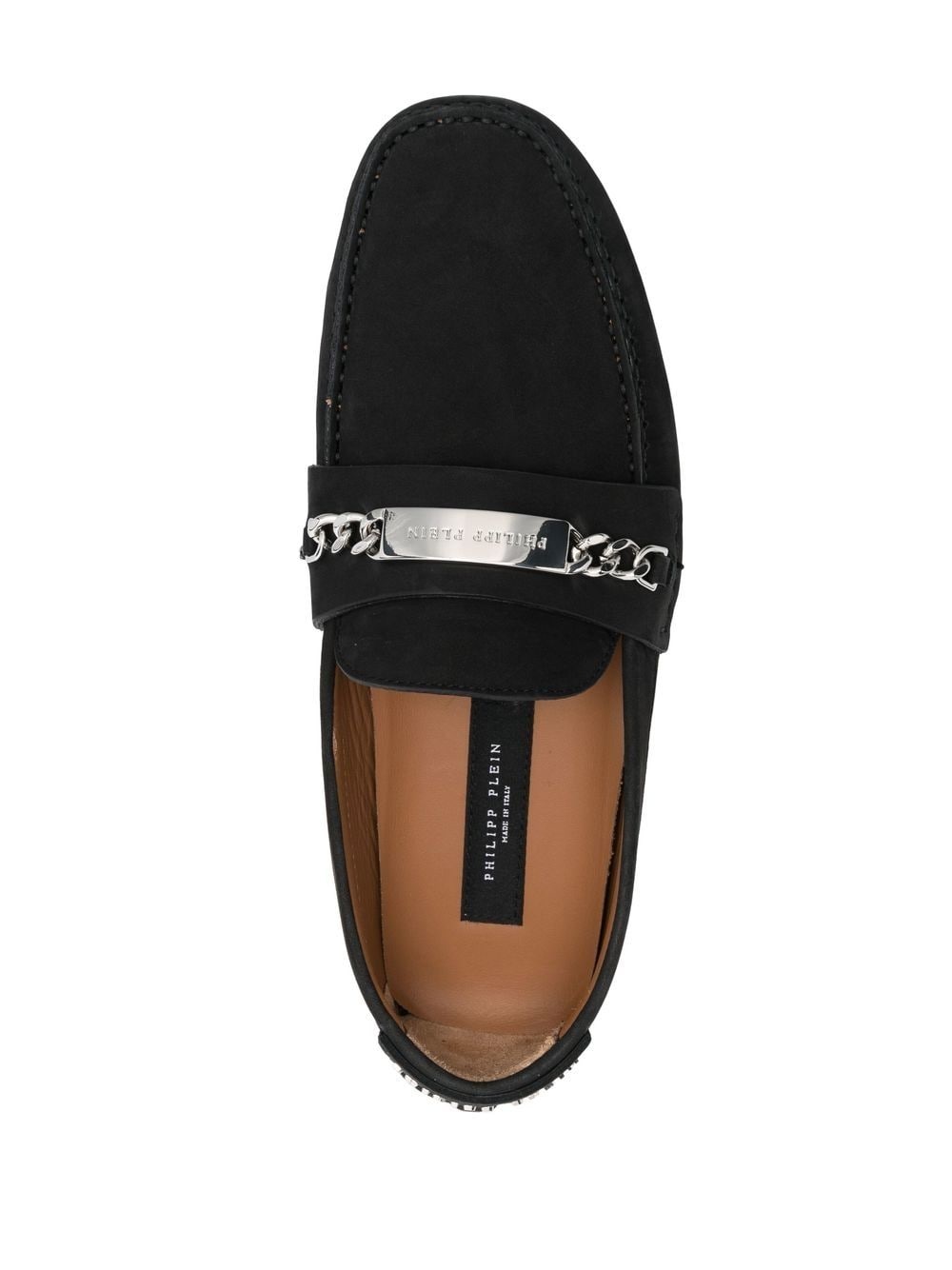 logo-plaque leather loafers - 4