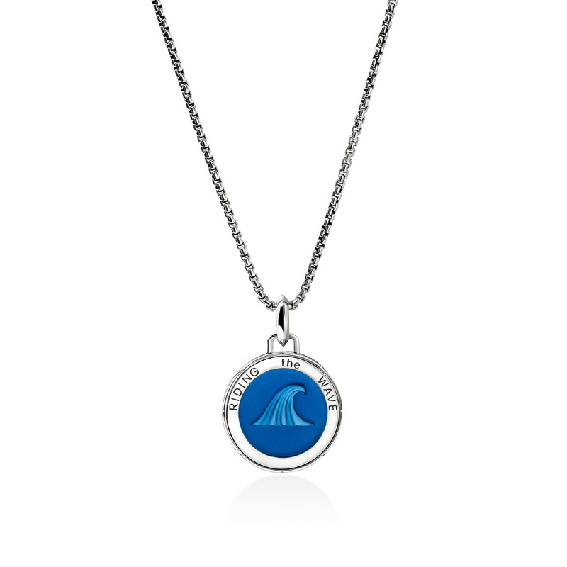 Wave Talisman Necklace, Sterling Silver, Enamel 1