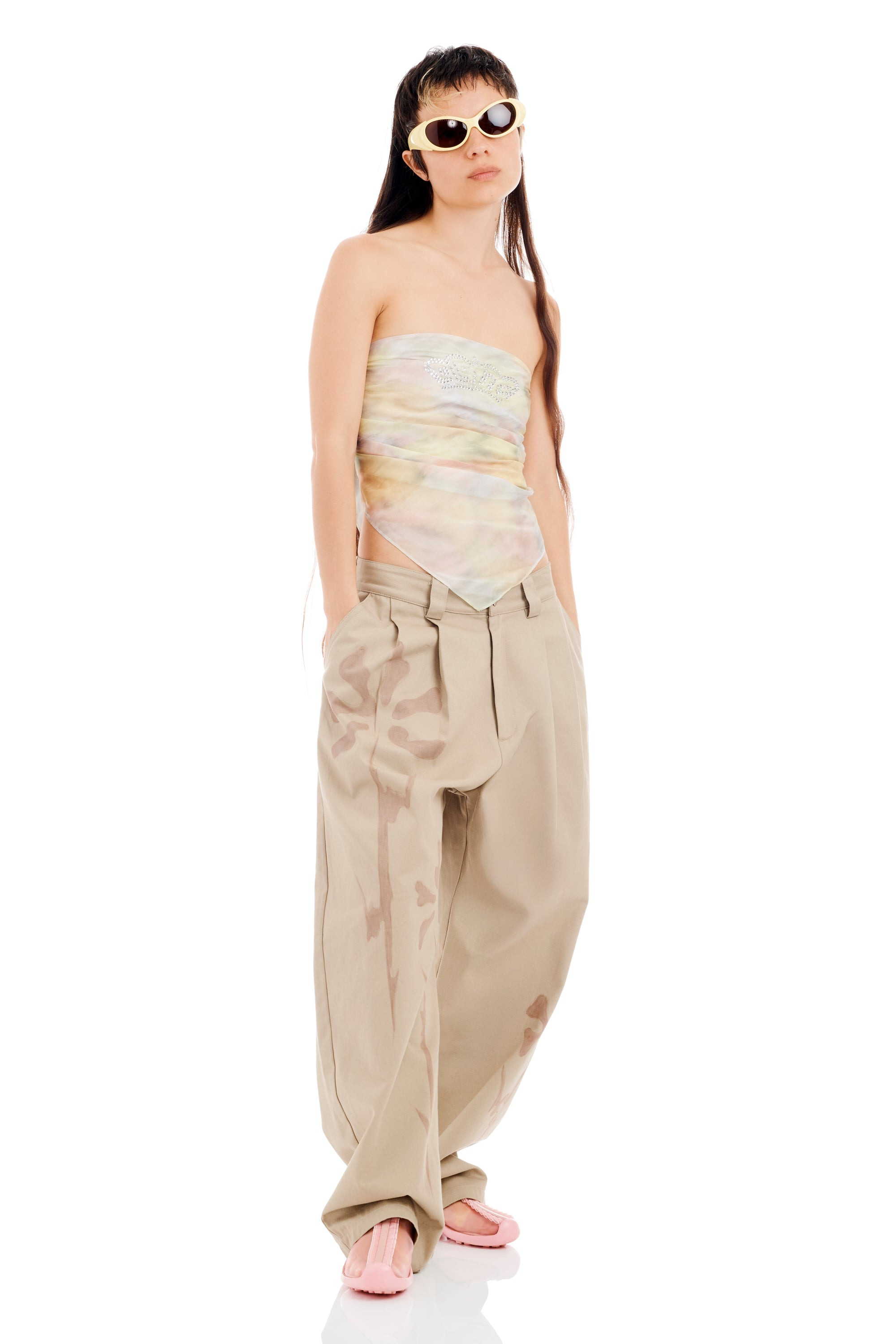 WASHED OCEAN FLOWERS PRINCESS FOULARD SCARF - 3