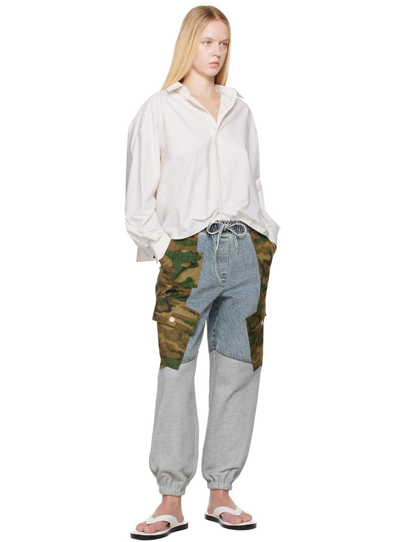 3.1 Phillip Lim Blue & Gray Patchwork Camo Jogger Denim Cargo Pants outlook