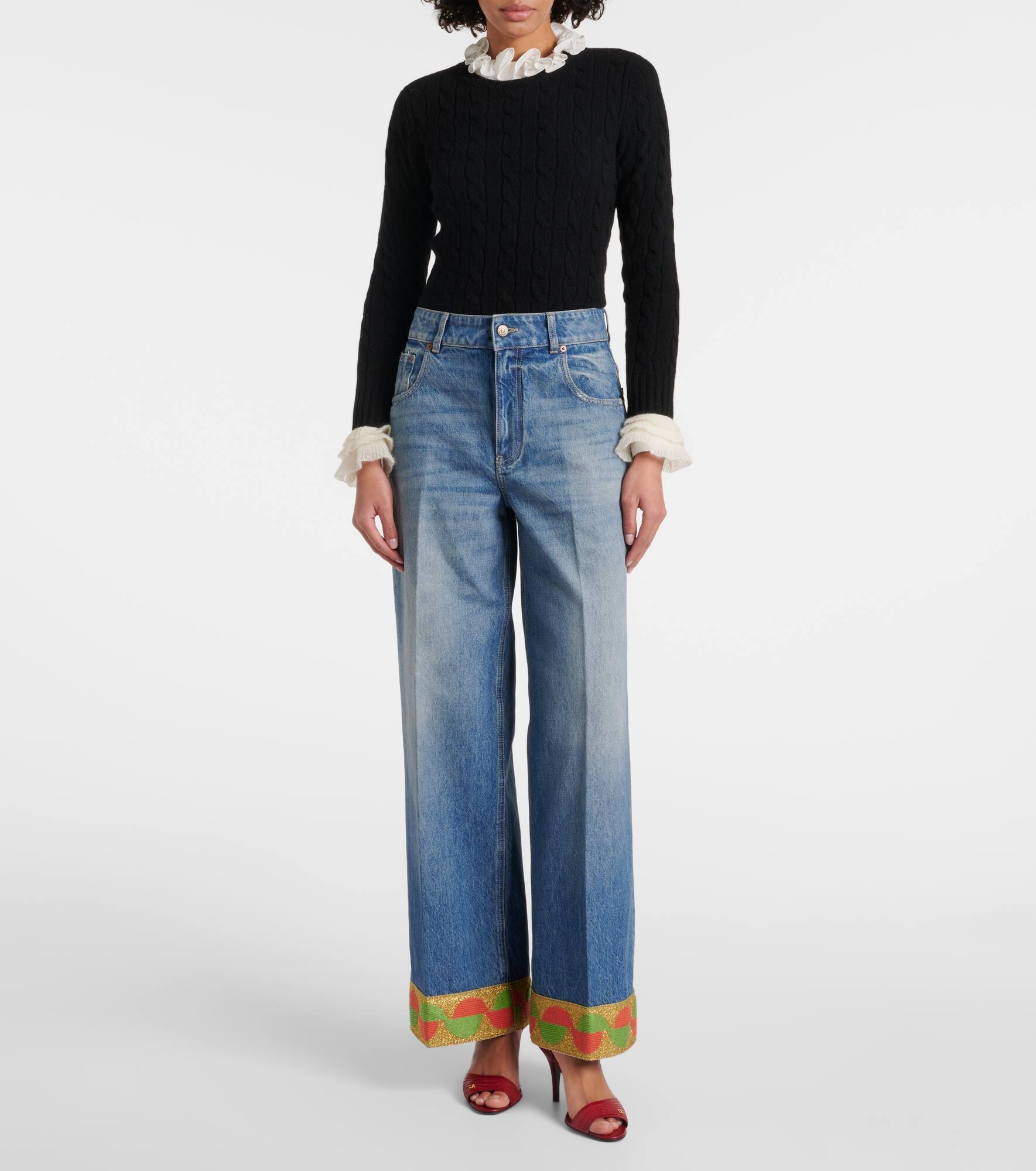 High-rise wide-leg jeans - 7