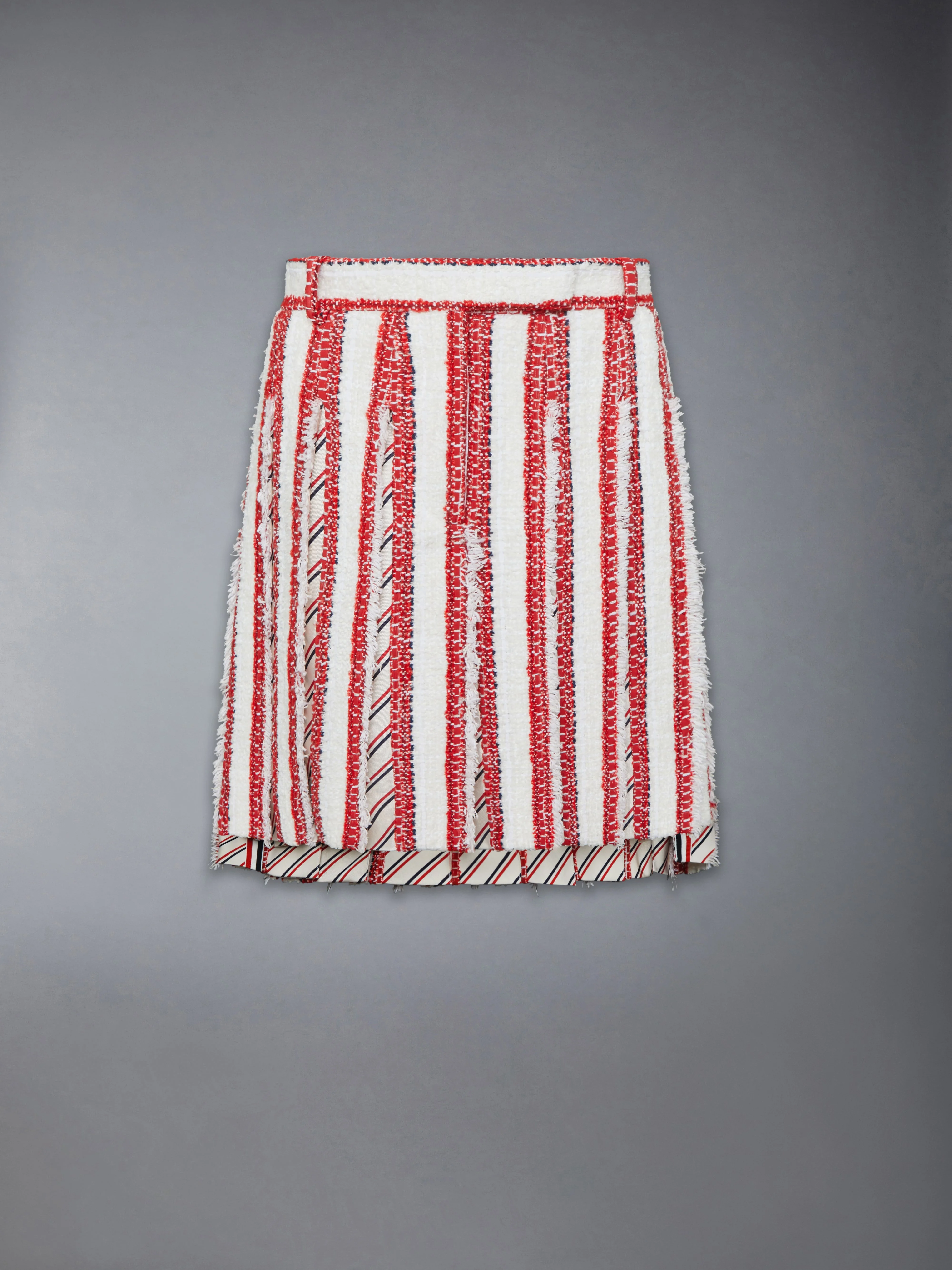 RIBBON TWEED LOW RISE PLEATED SKIRT - 1
