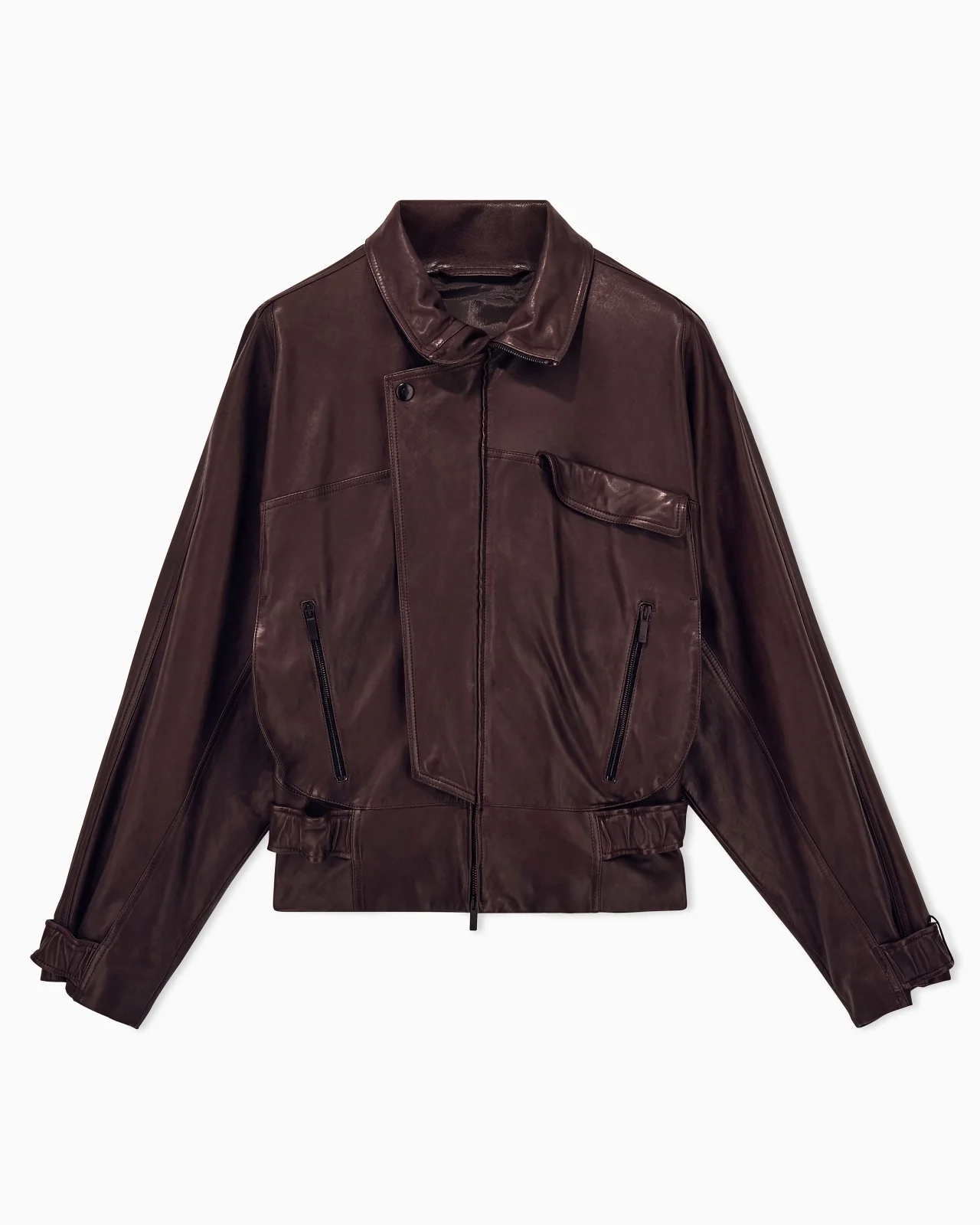 BLOUSON JACKET OVERSIZED IN LEATHER WITH CUPRO LINING - 1