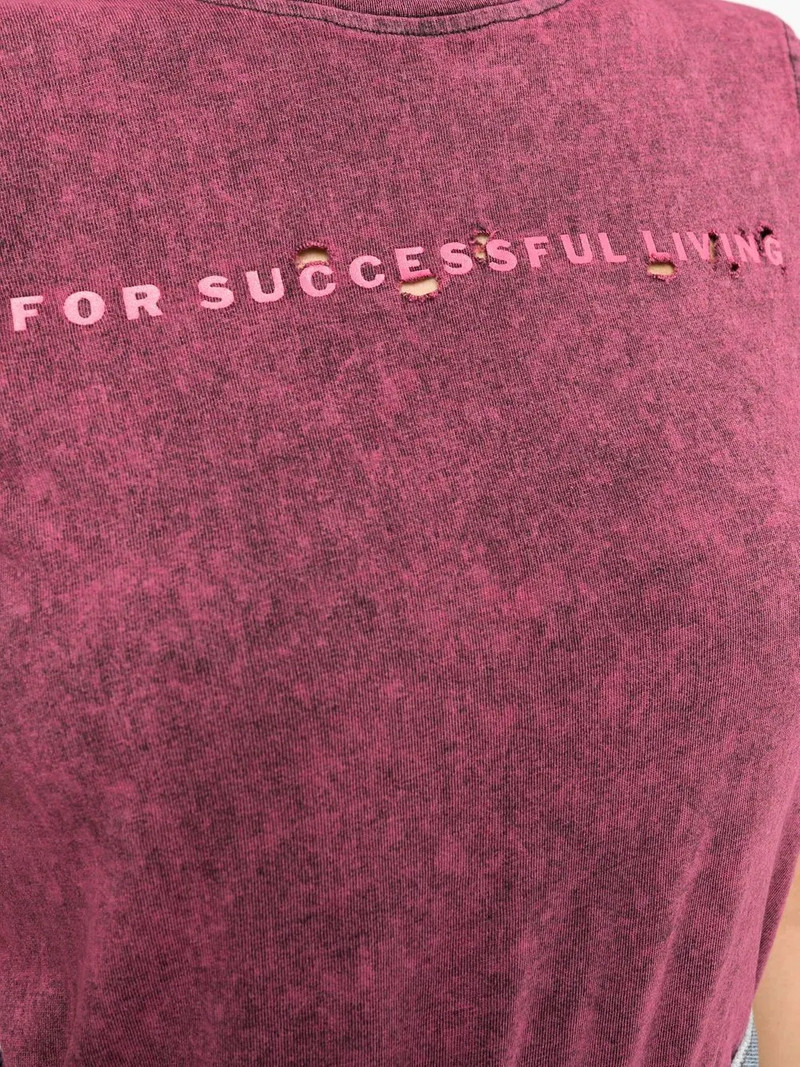 distressed-effect slogan-print T-shirt 5