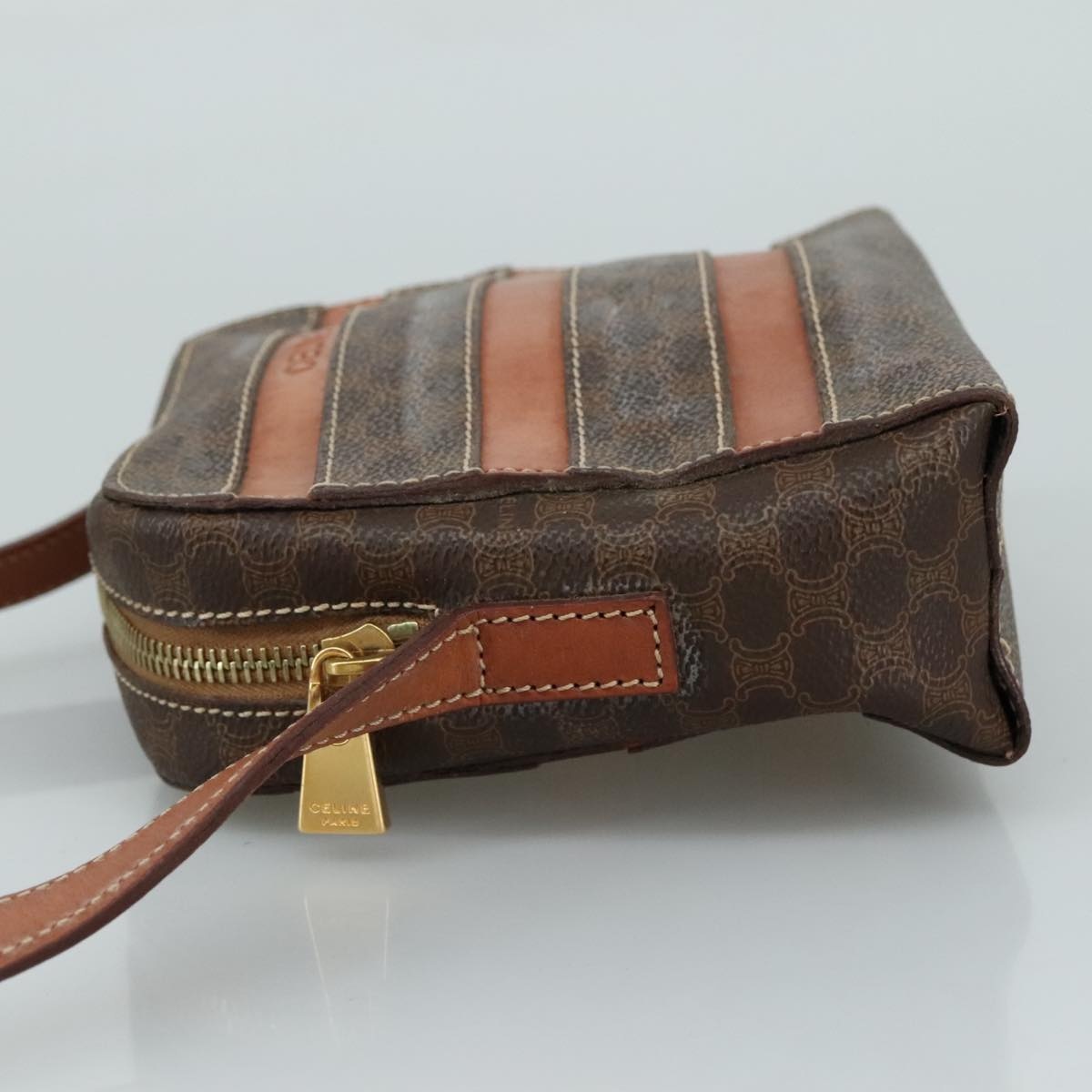CELINE Macadam Canvas Shoulder Bag Pvc Leather Brown - 4