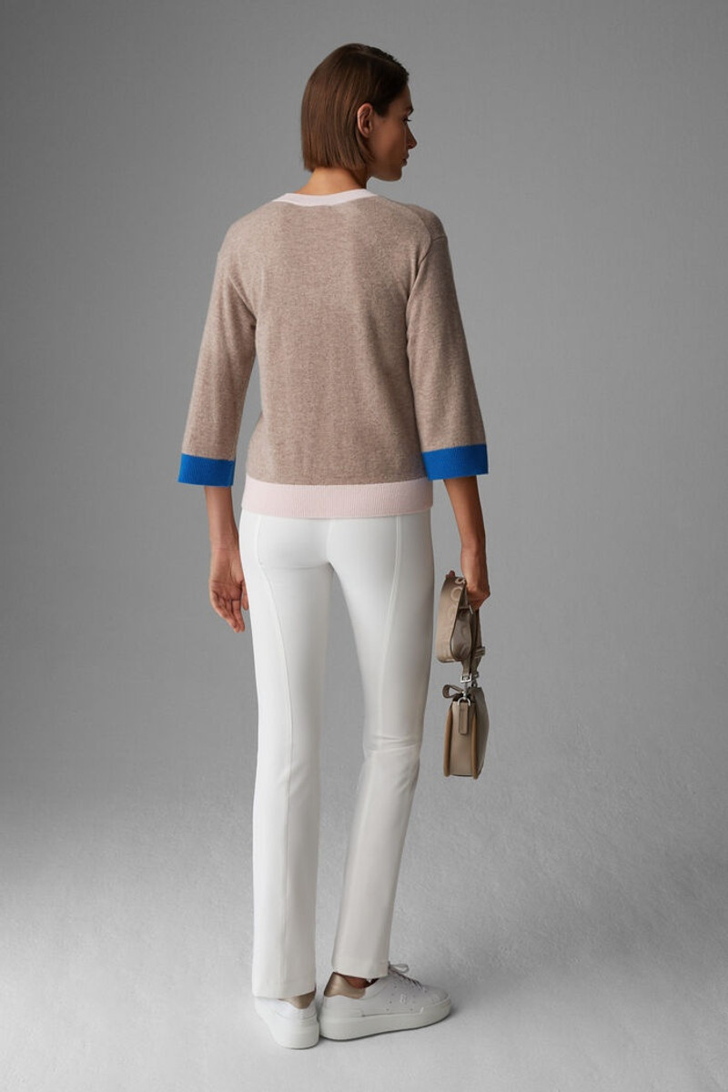 Cassie Cashmere pullover in Beige/Rosé/Azure blue 3