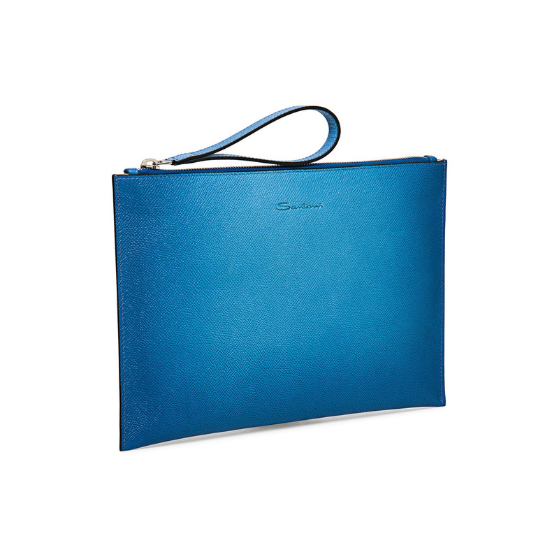 Light blue saffiano leather pouch 4