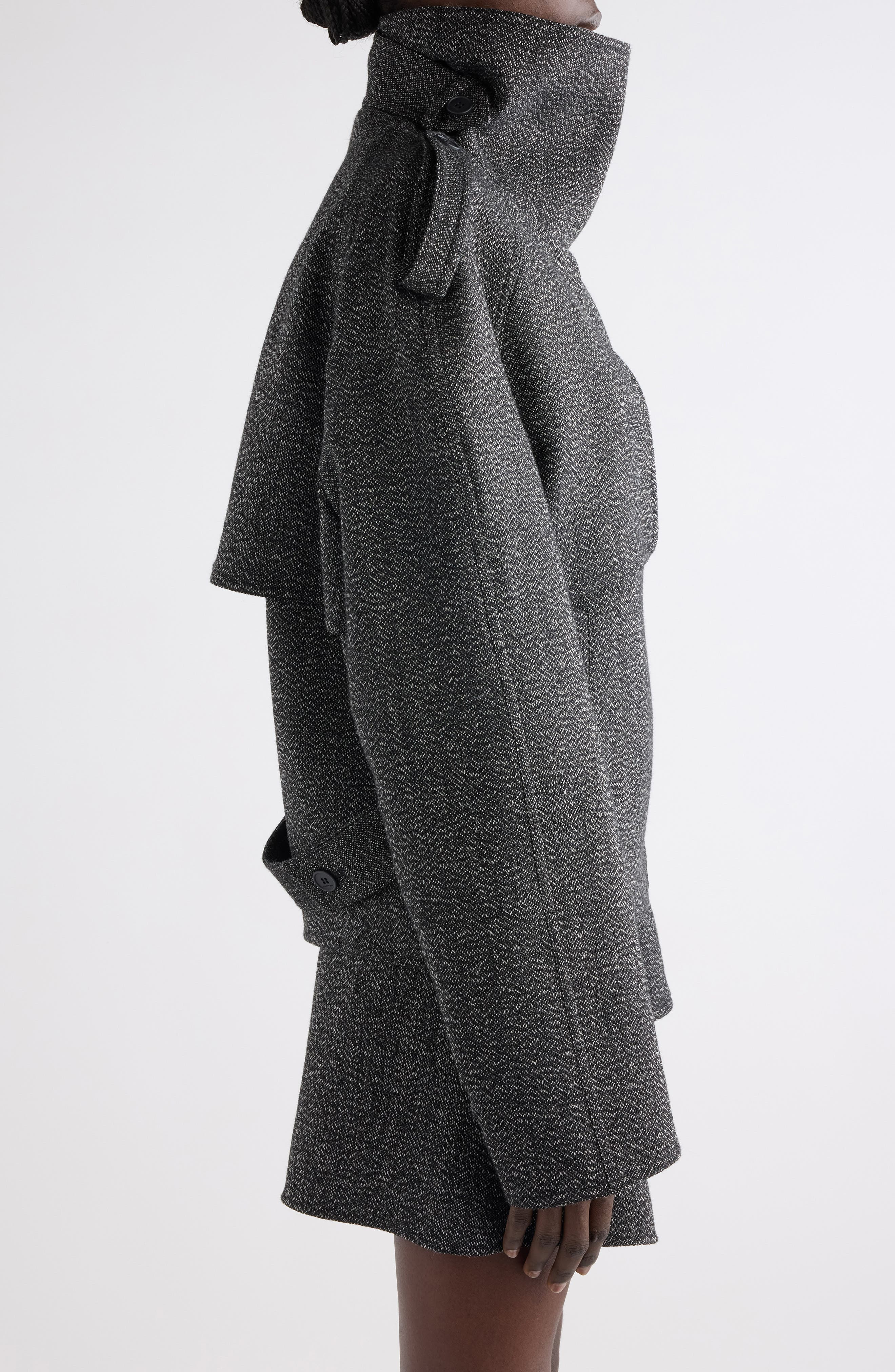 Courrèges Oblique Caviar Wool Coat in Black/Heritage White at Nordstrom - 5