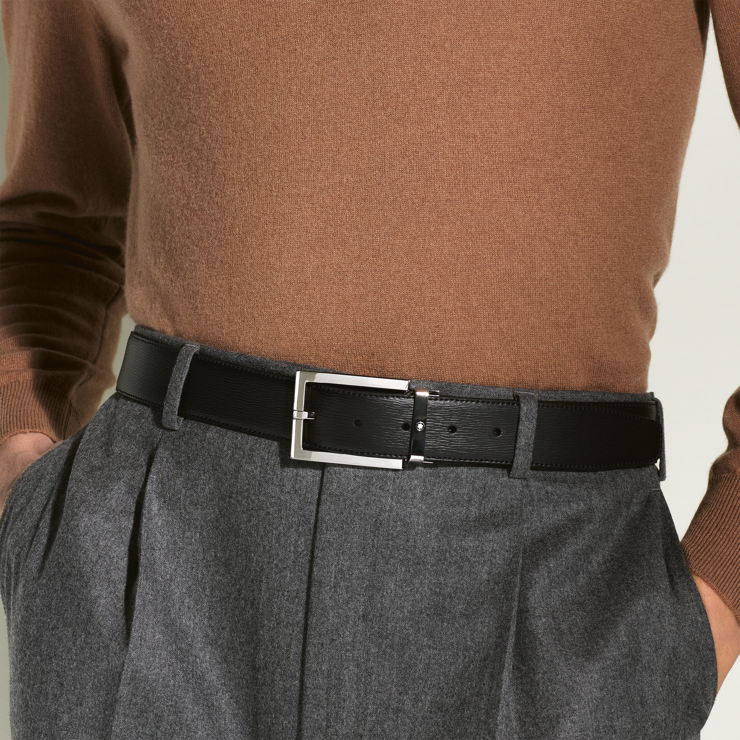Black 35 mm leather belt - 2