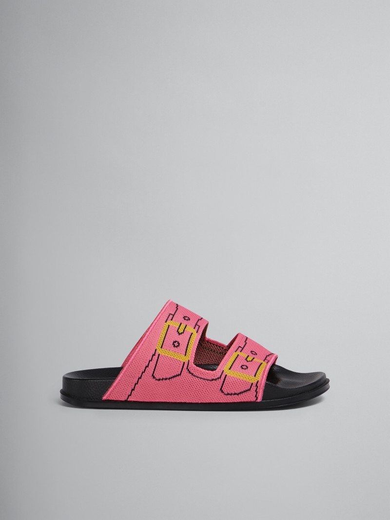 PINK TROMPE L'ŒIL JACQUARD TWO-STRAP SLIDE 1
