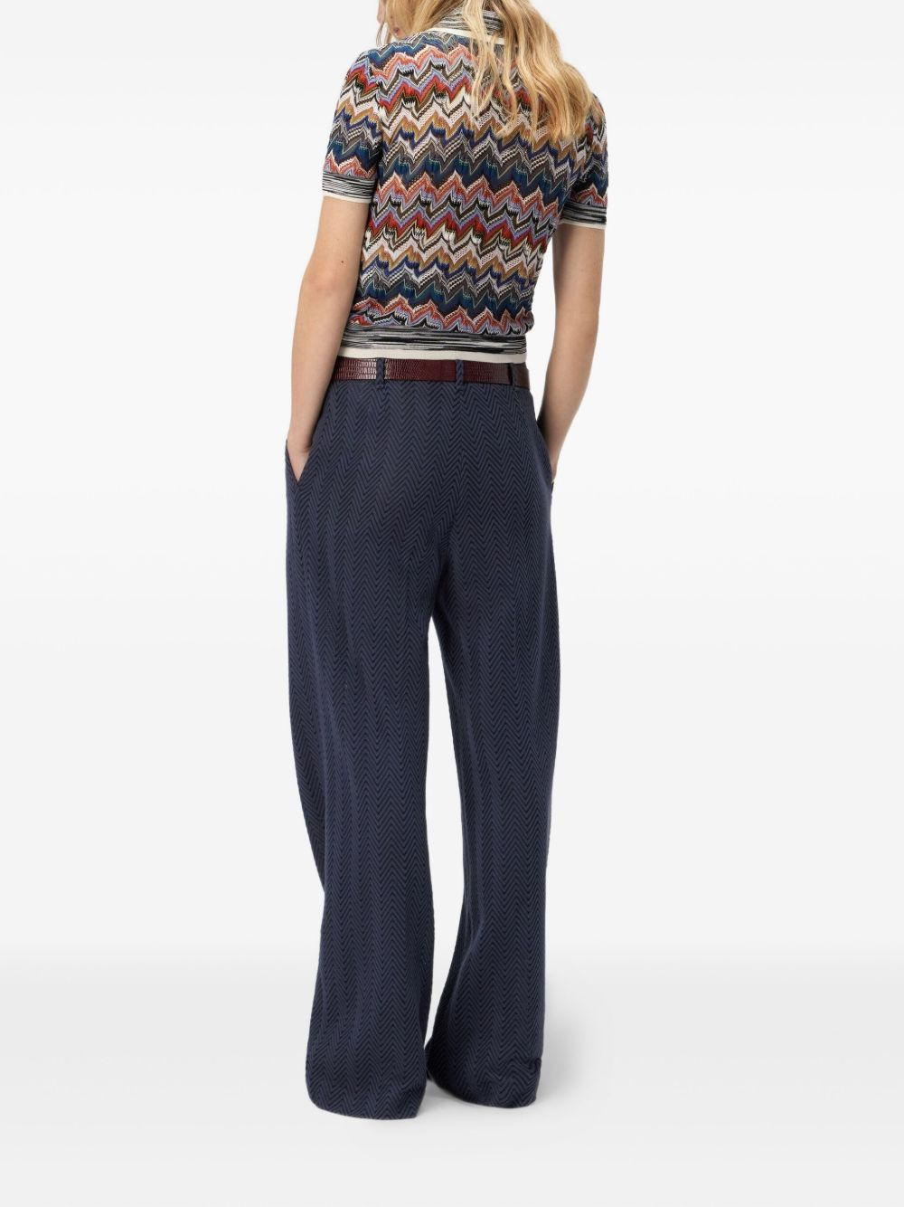 zigzag-pattern pleated trousers - 3