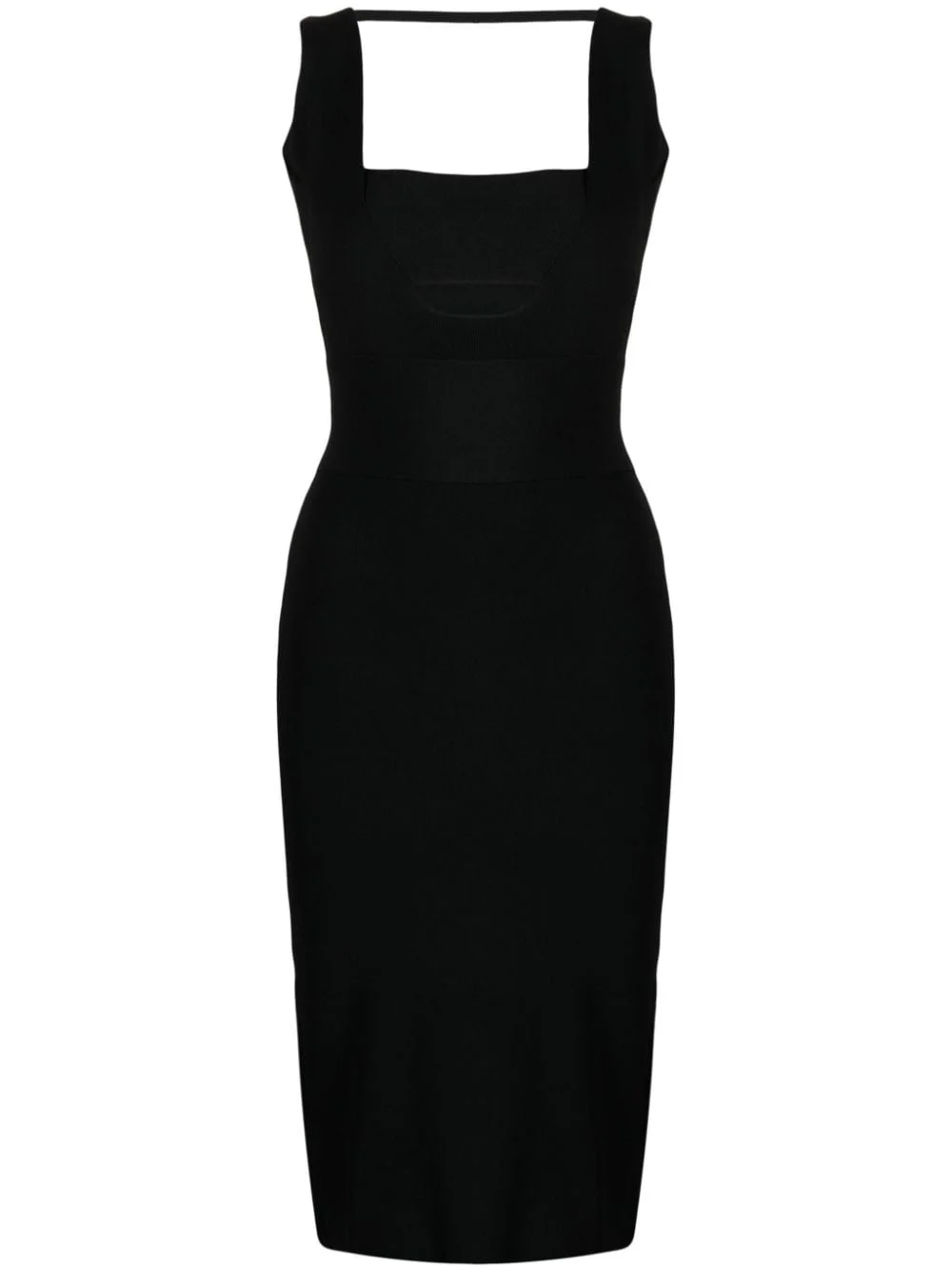 square-neck knitted midi dress - 1