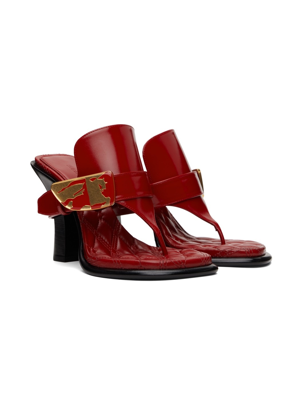 Red Leather Bay Heeled Sandals - 4