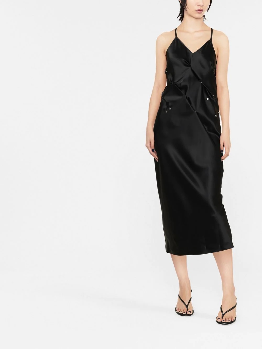 embellished gathered-detail slip dress - 2