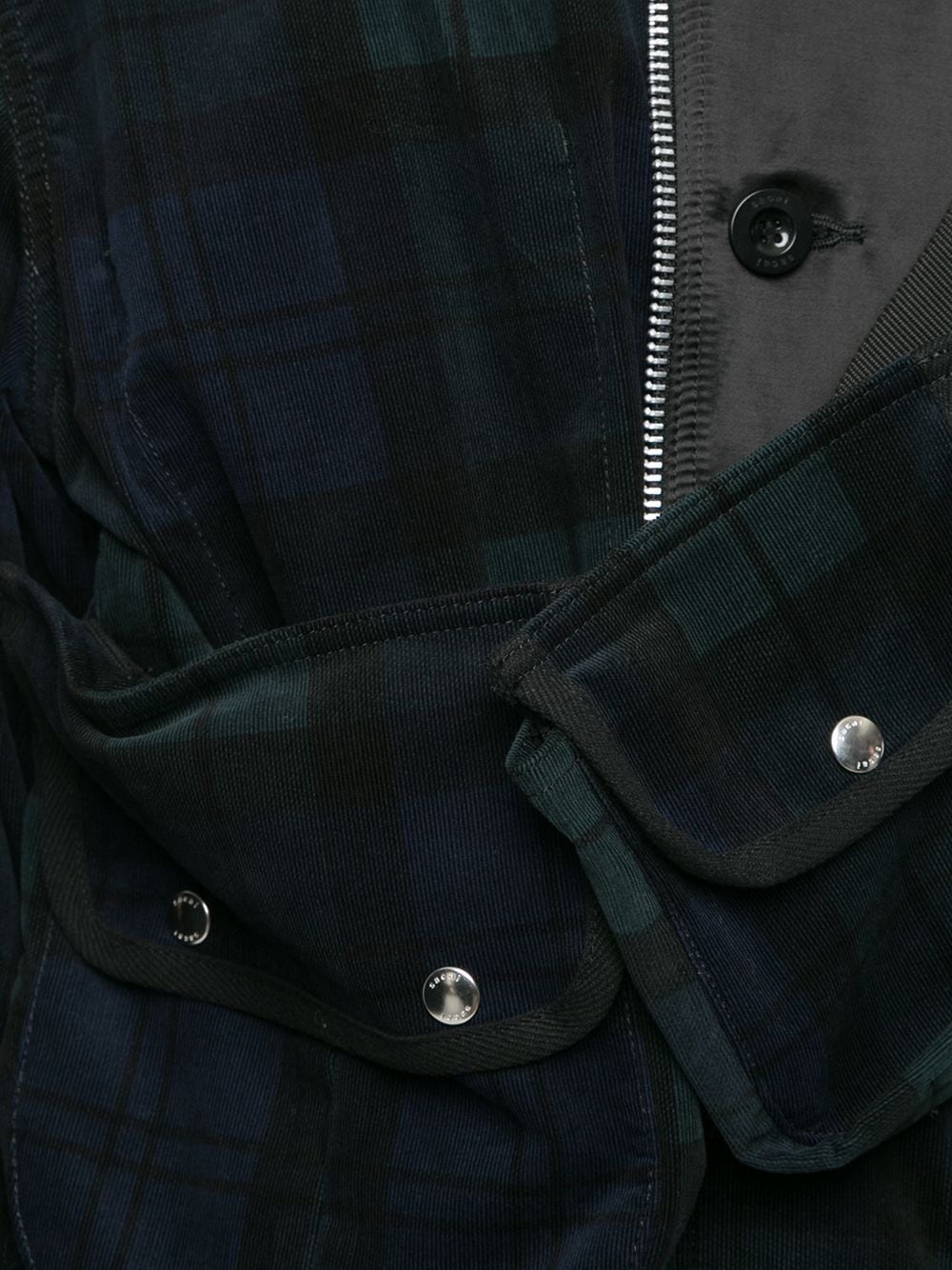 plaid-check zip-up coat - 5