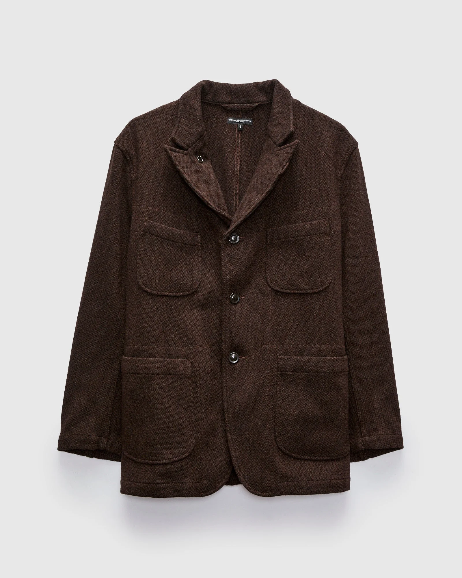 Bedford Jacket in Dark Brown Wool Poly Heavy Tweed - 1