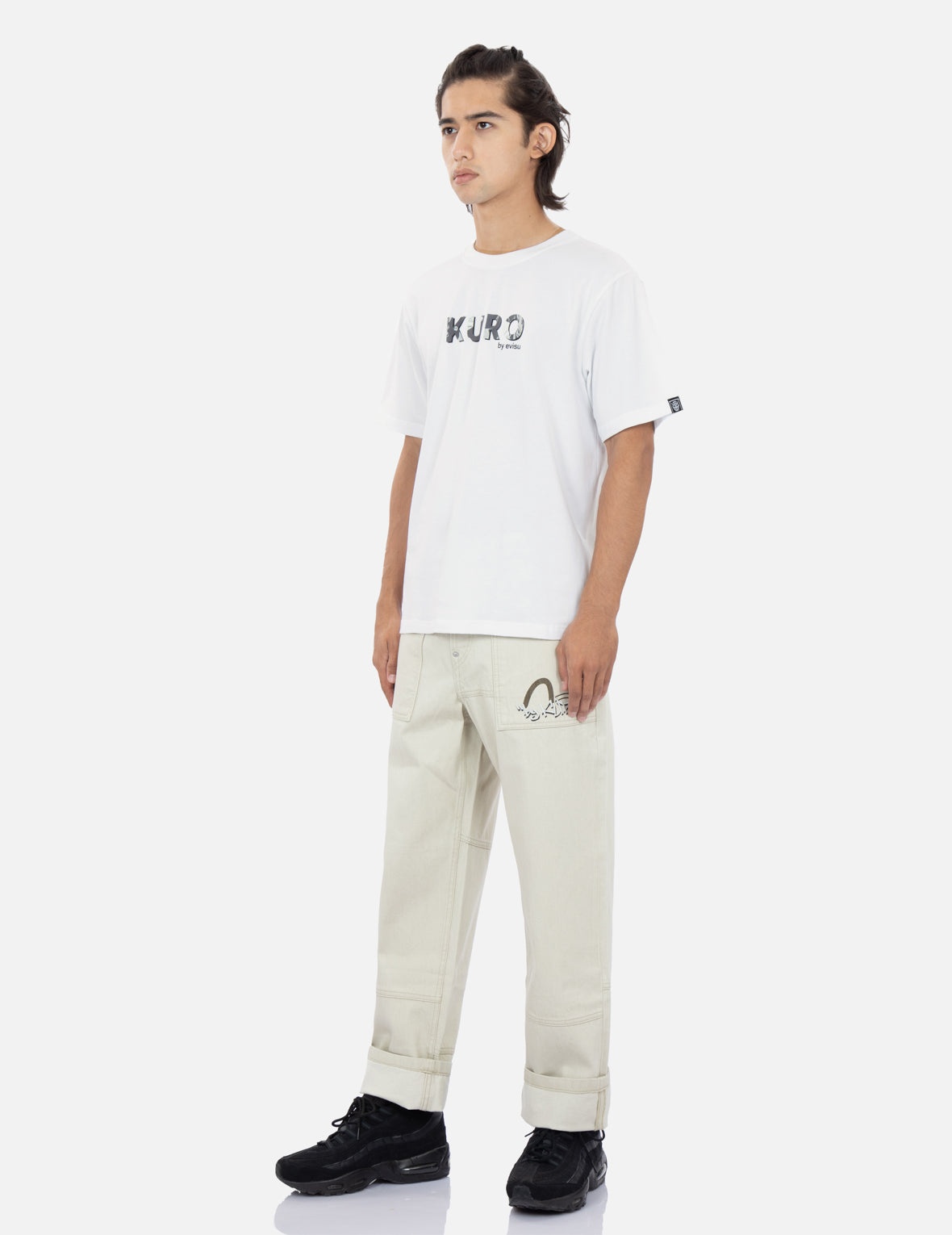 Seagull Print Colorblock Denim Jeans - 4
