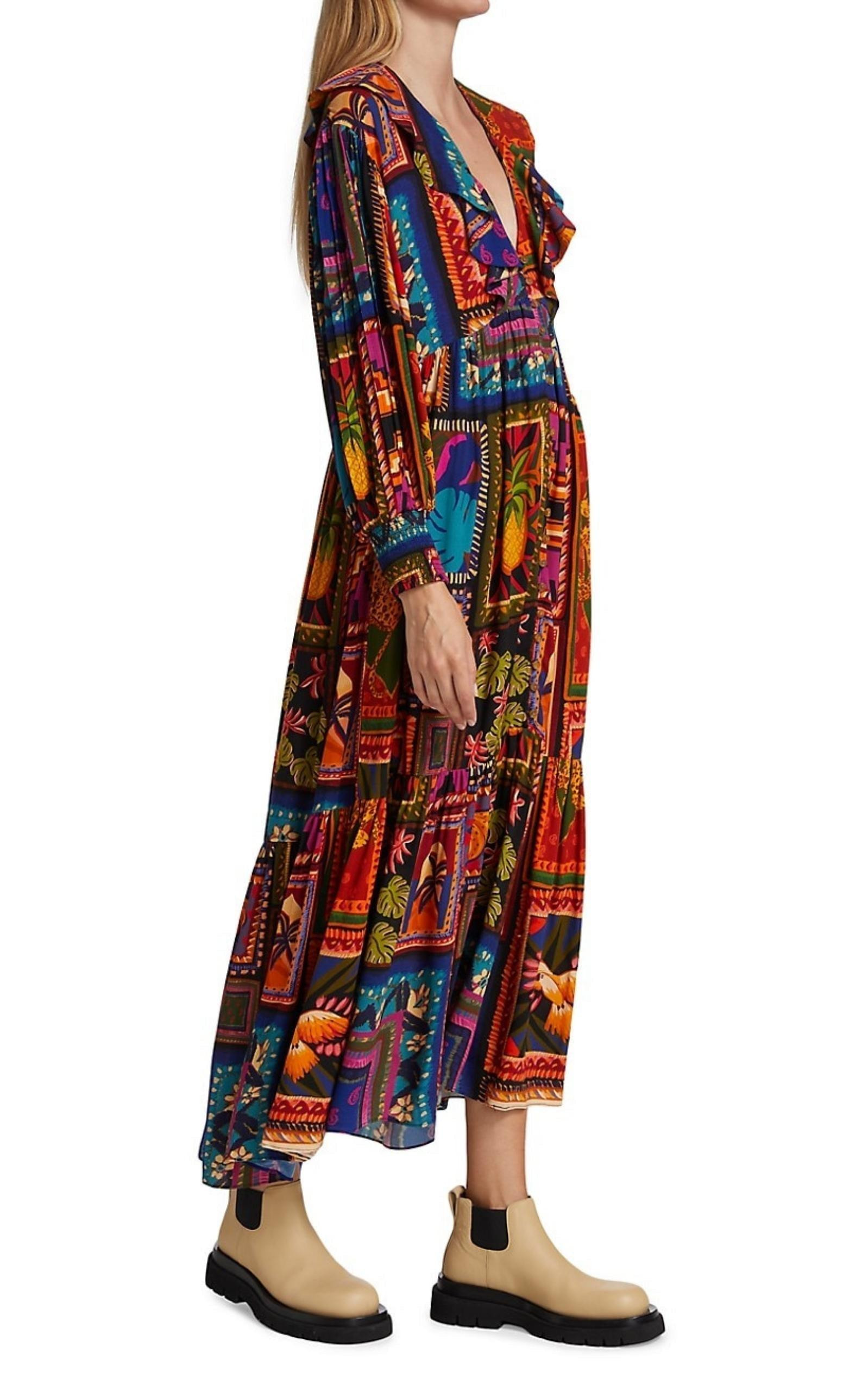 Patchwork Tapestry Ankle Maxi Dress - 4