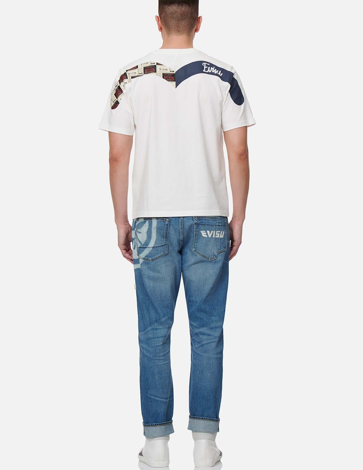 DECONSTRUCTED KAMON PRINT CROPPED-LENGTH CARROT FIT JEANS #2017 - 5