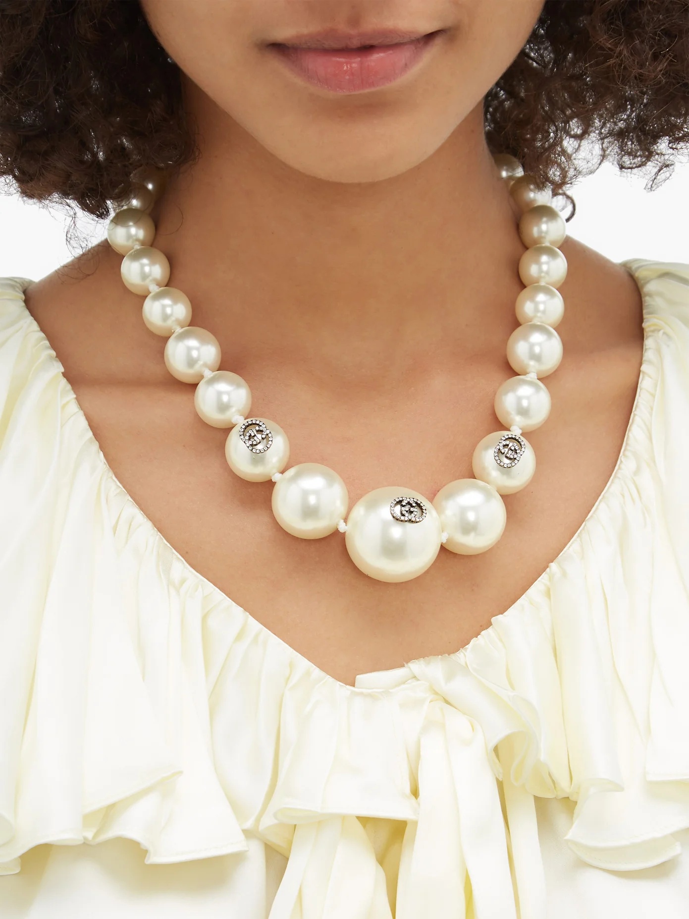 Crystal-embellished faux-pearl necklace - 2