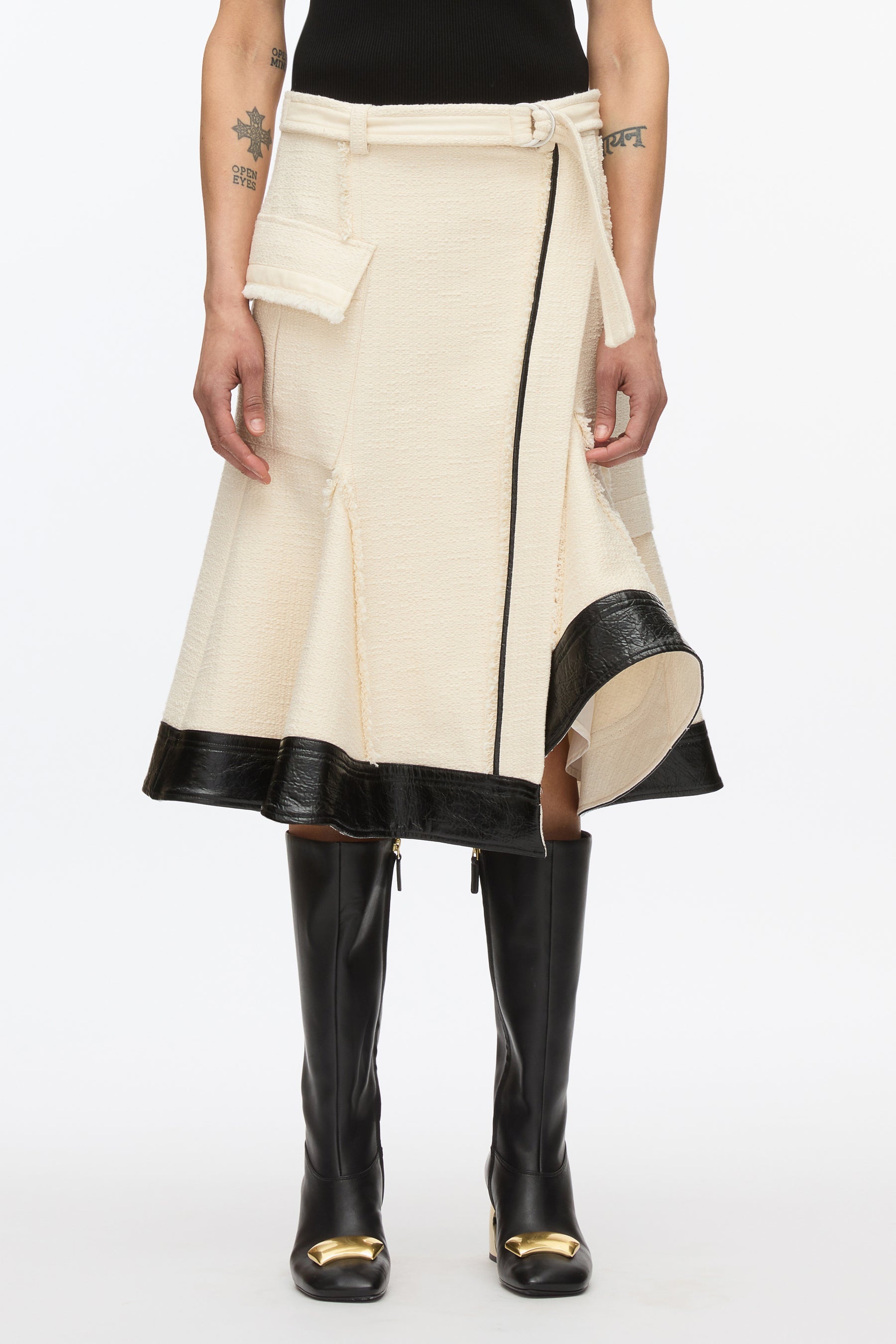 Flounce Hem Tweed Skirt - 3