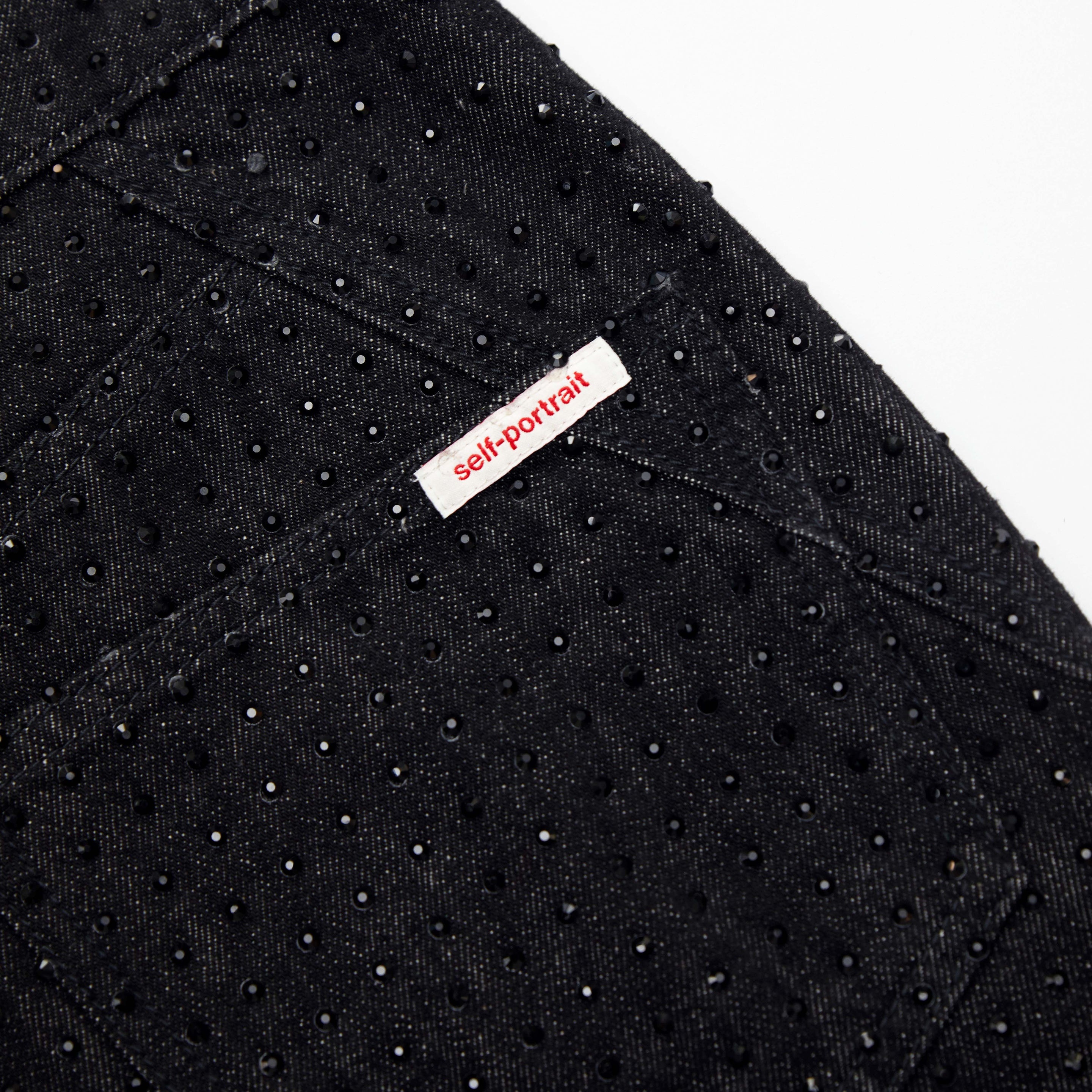 Black Rhinestone Denim Jeans - 5