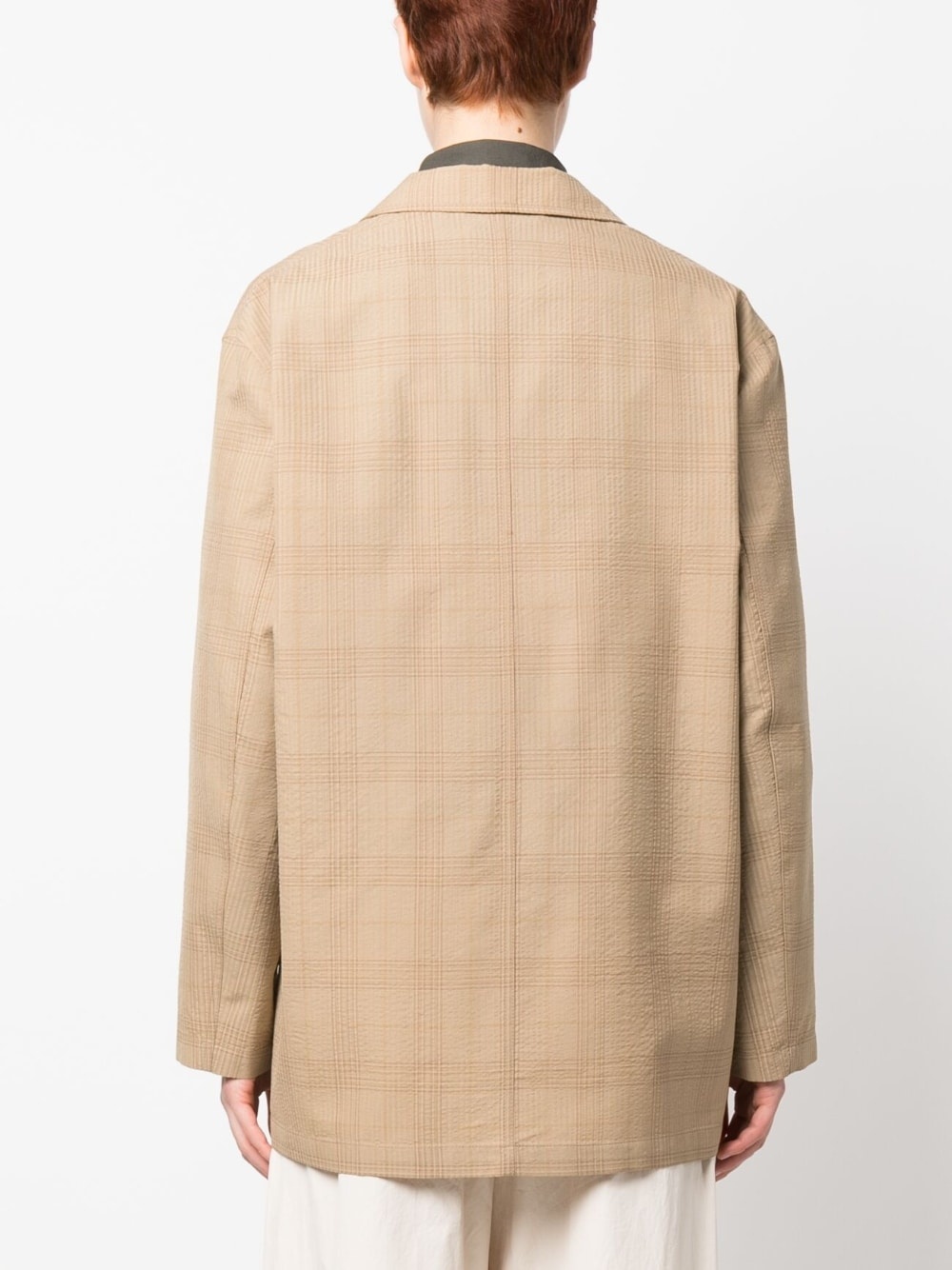 checked double-breasted blazer - 4