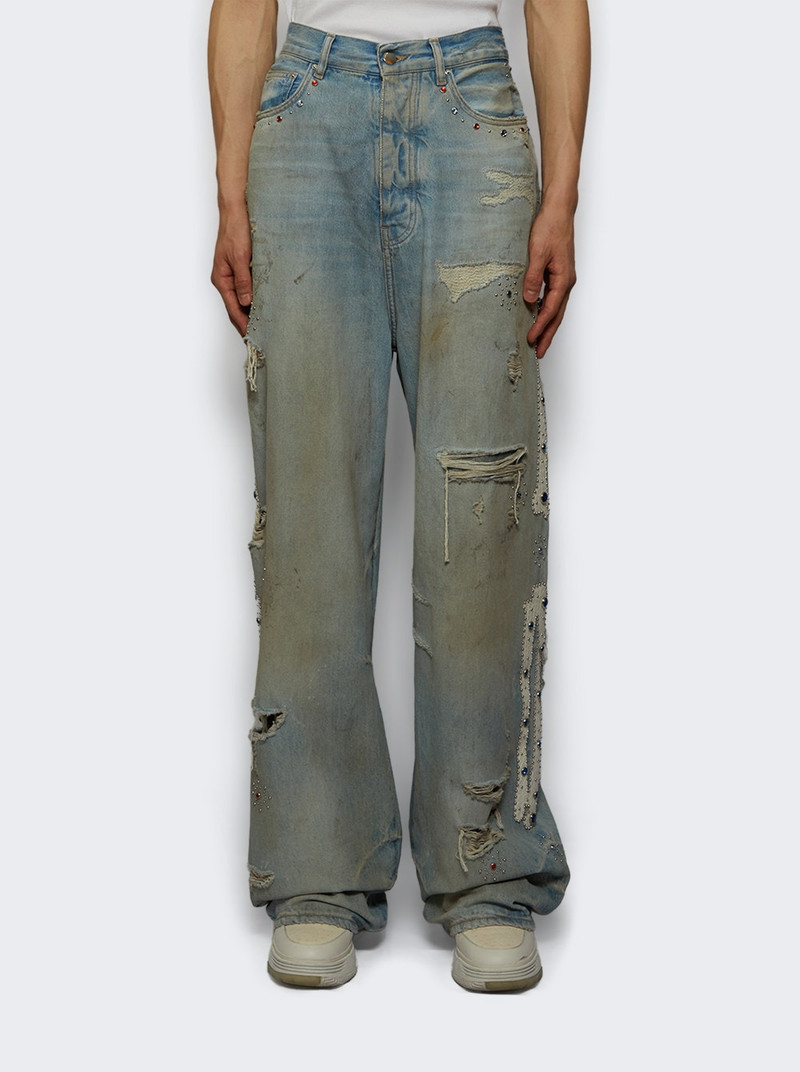 AMIRI Bones Studded Baggy Jean Perfect Antique Indigo outlook