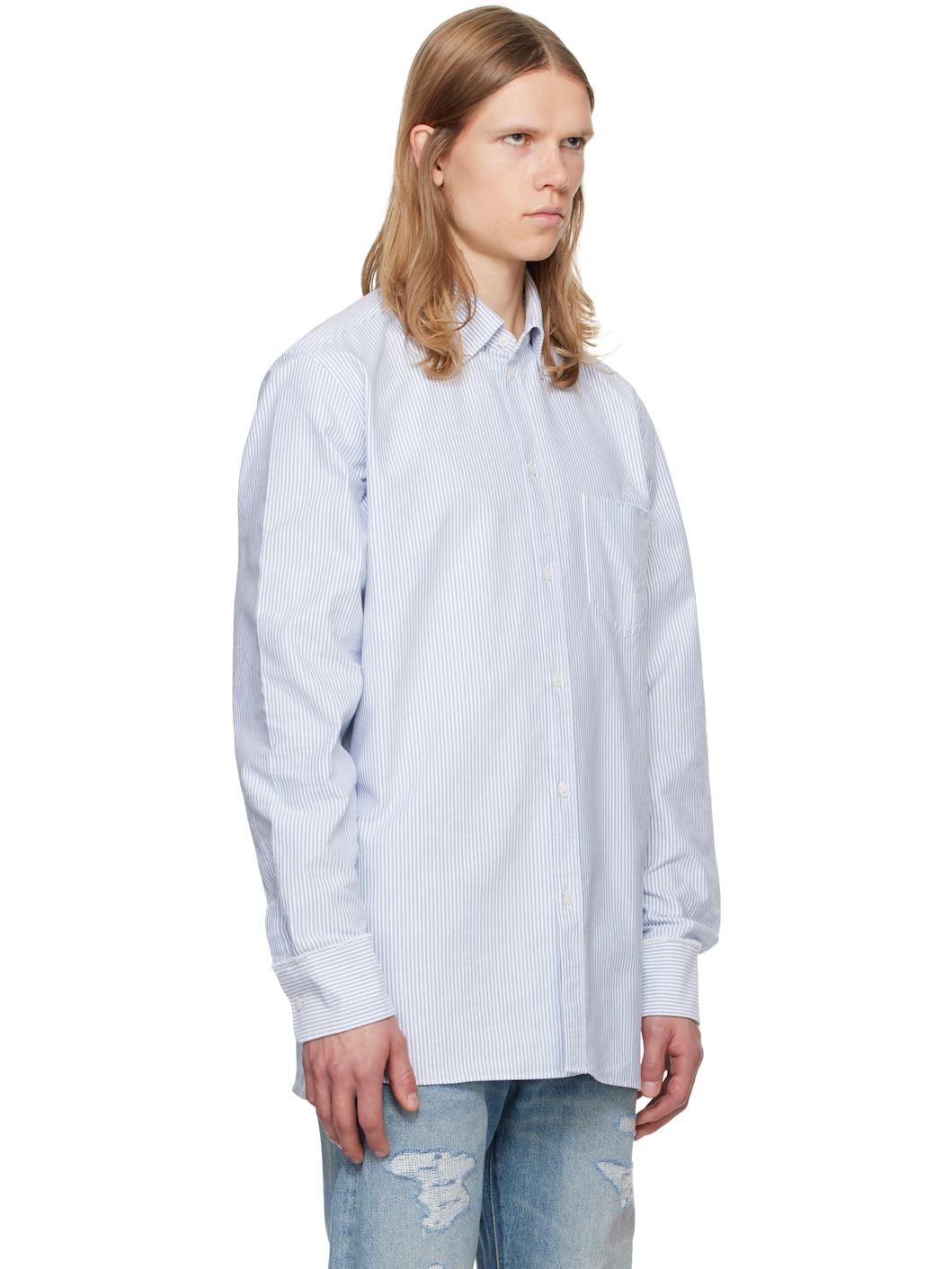Blue & White Narrow Stripes Shirt - 2