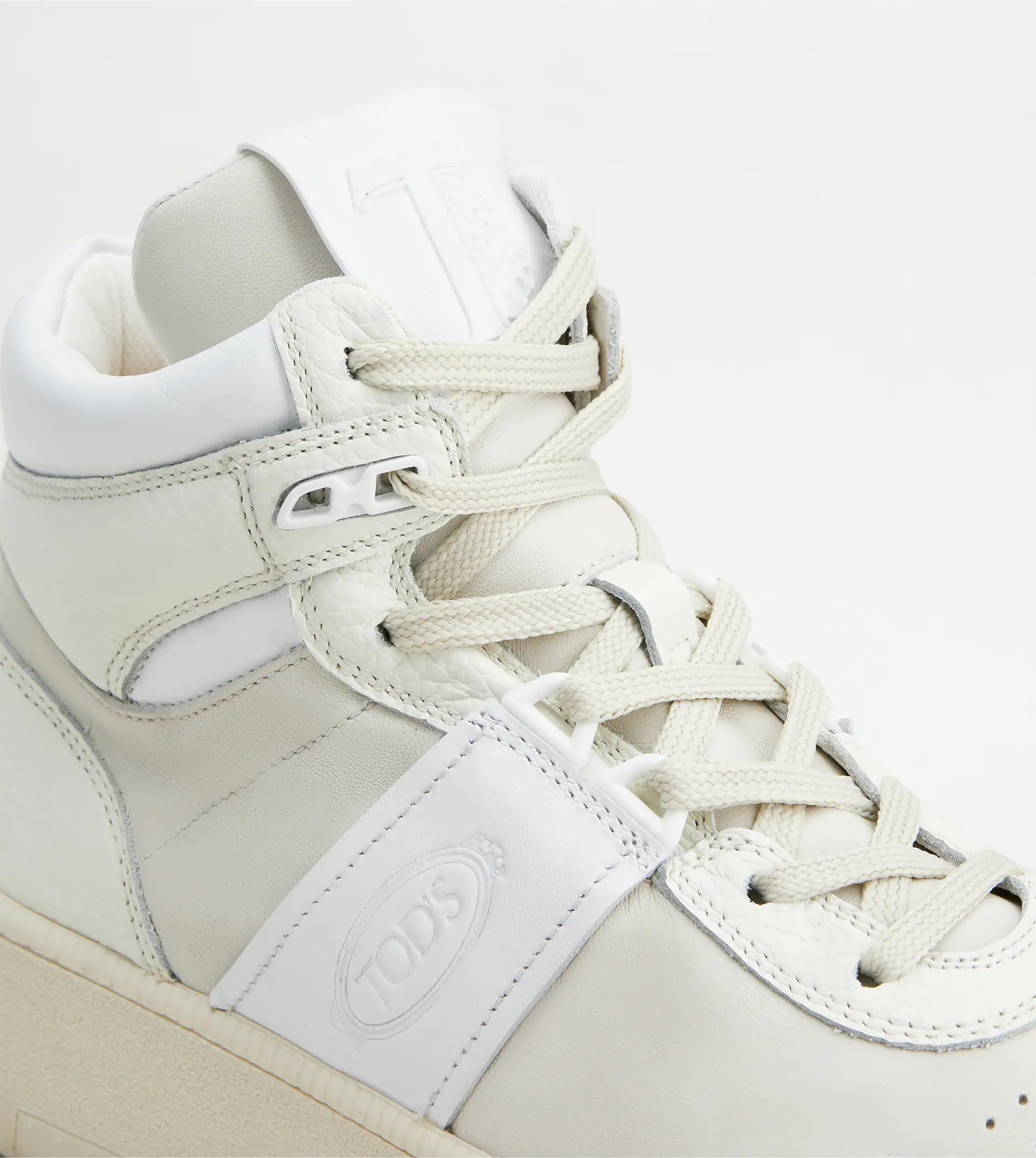 HIGH-TOP PLATFORM SNEAKERS IN LEATHER - OFF WHITE - 5