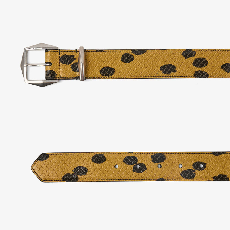 Diamond Buckle Belt Spotted Elaphe-Print Leather Belt with Diamond Buckle 3
