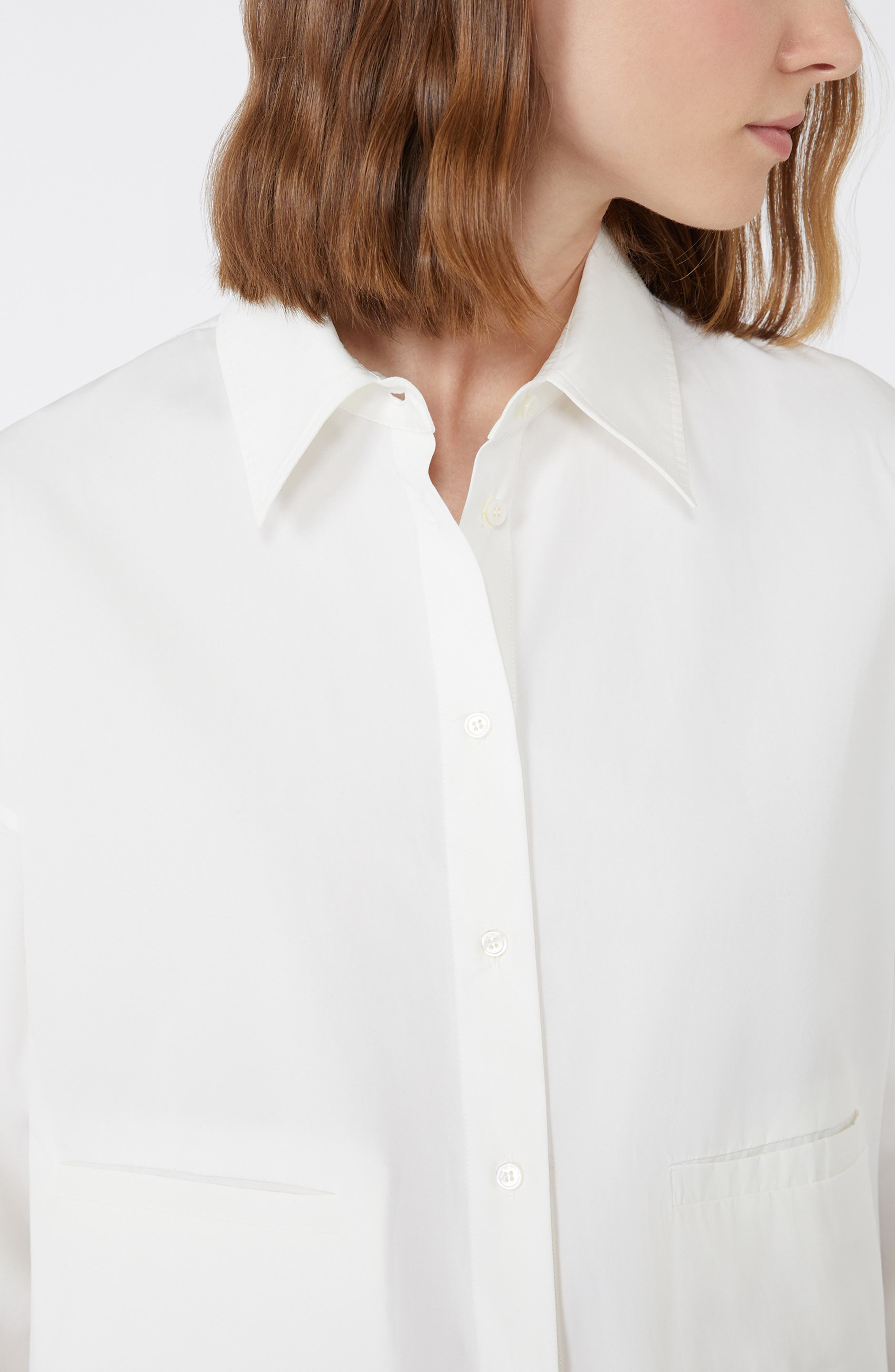 Weekend Max Mara Svago Boxy Cotton Button-Up Shirt in White at Nordstrom - 3
