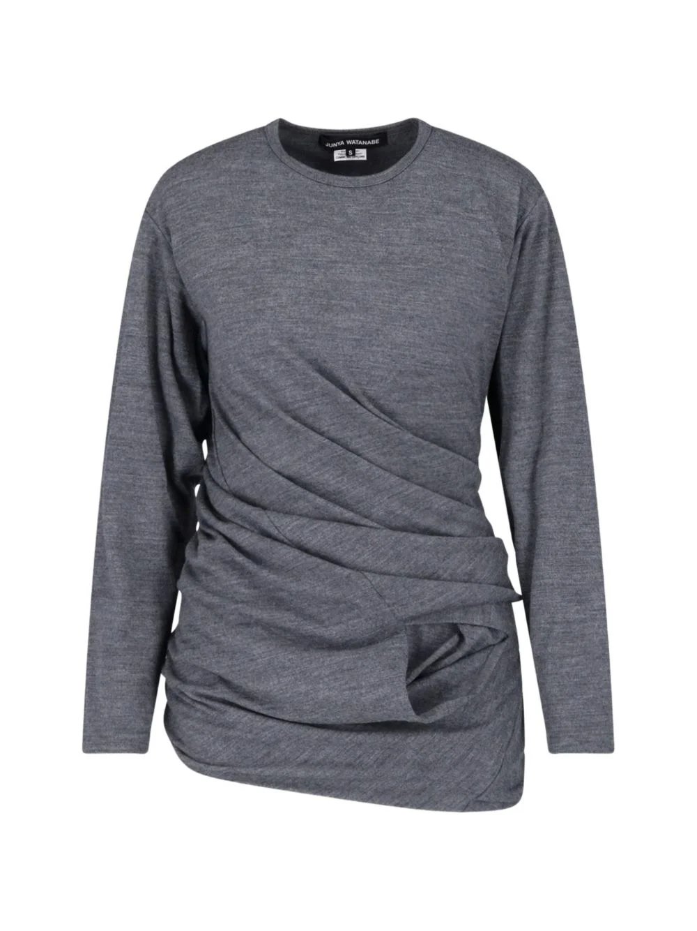 draped long-sleeve T-shirt - 1