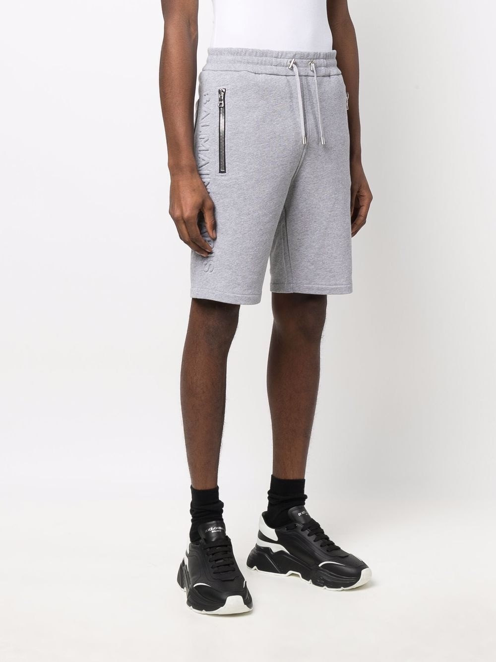 drawstring cotton track shorts - 3