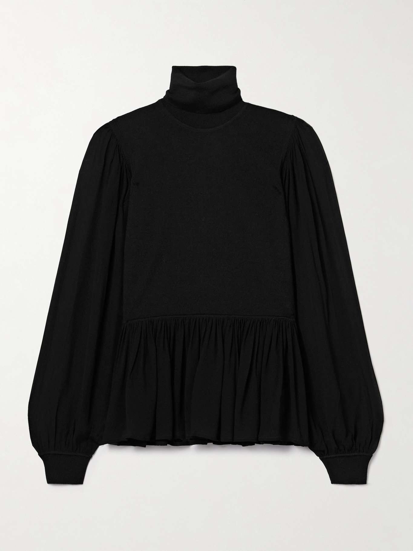 Liana peplum wool and silk-blend and chiffon turtleneck sweater - 1