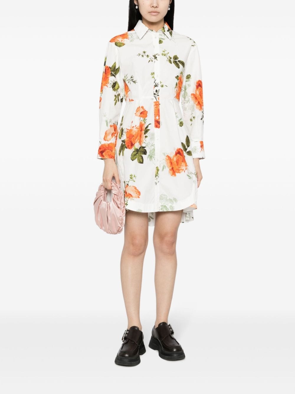 floral-print cotton mini shirtdress - 2