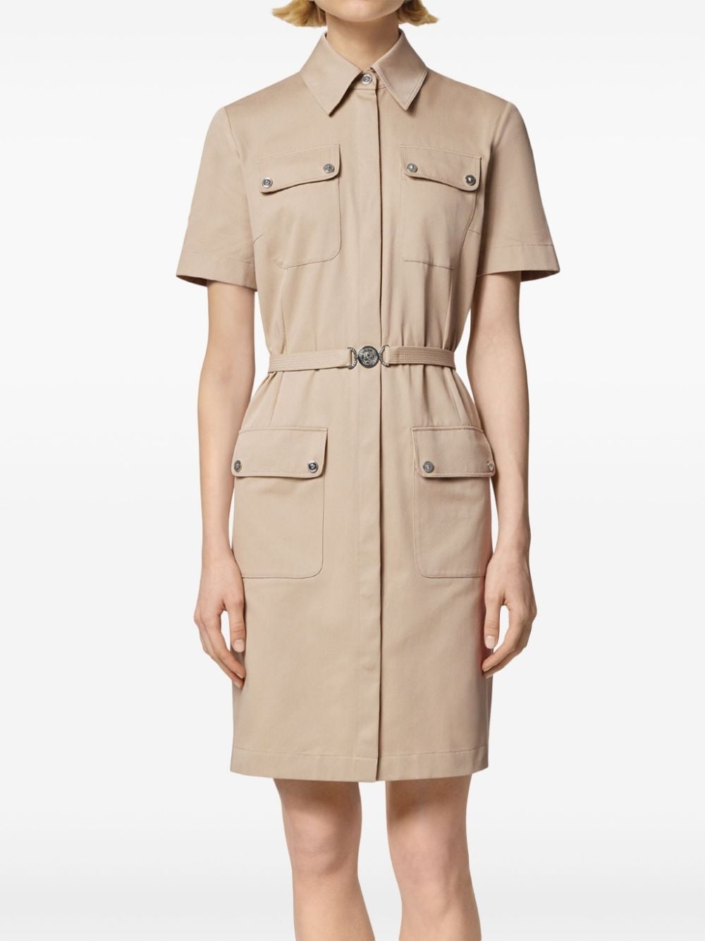 cargo gabardine mini shirt dress - 3