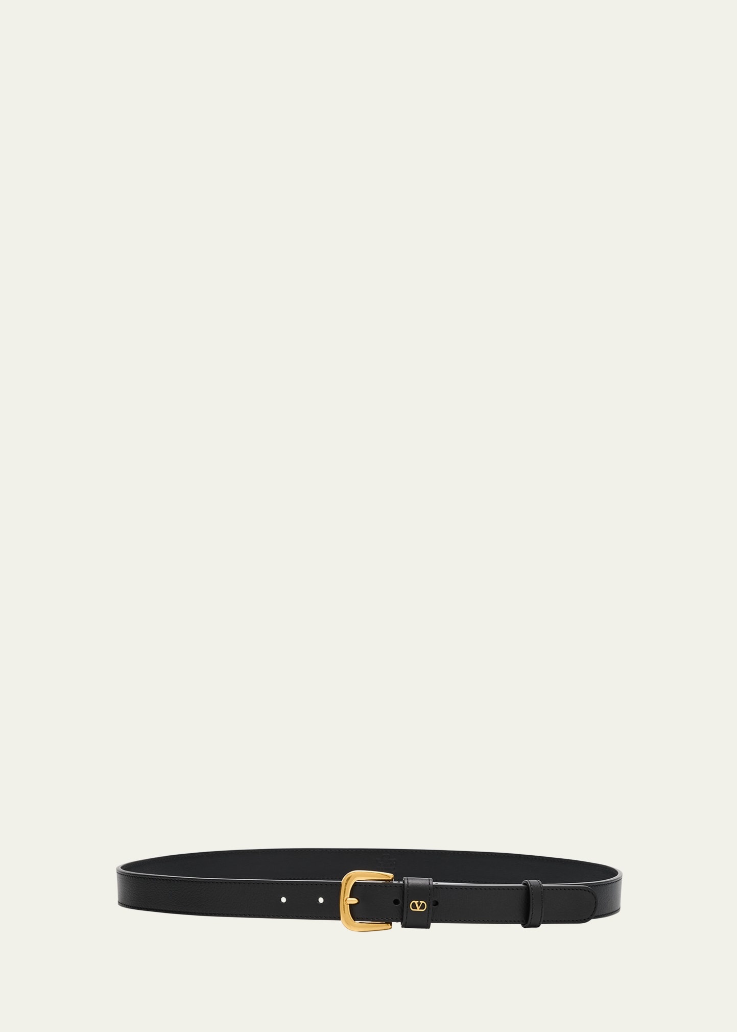 V-Logo Signature Embellished Leather Belt - 1