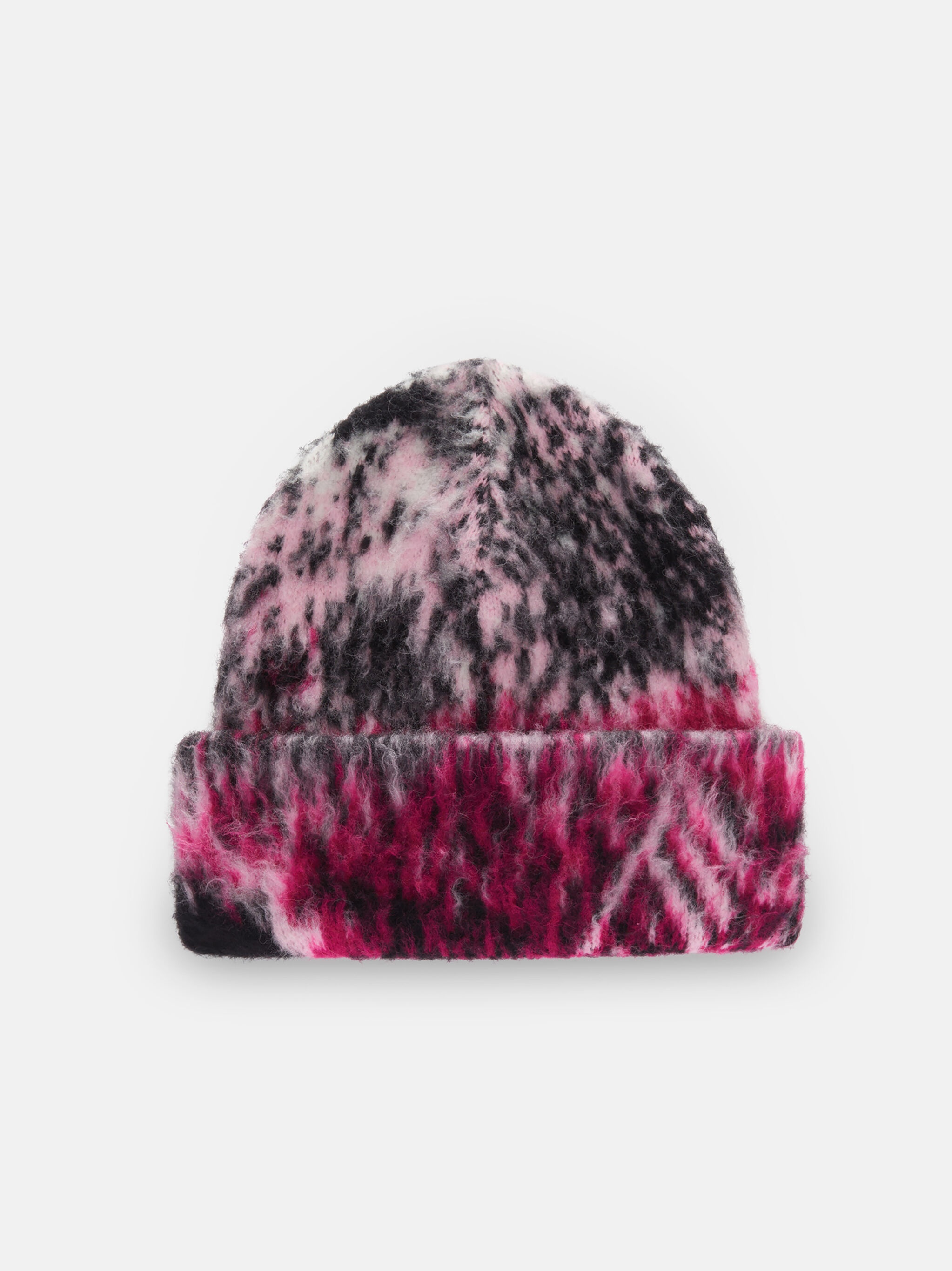 FUCHSIA, BLACK AND WHITE BEANIE - 1