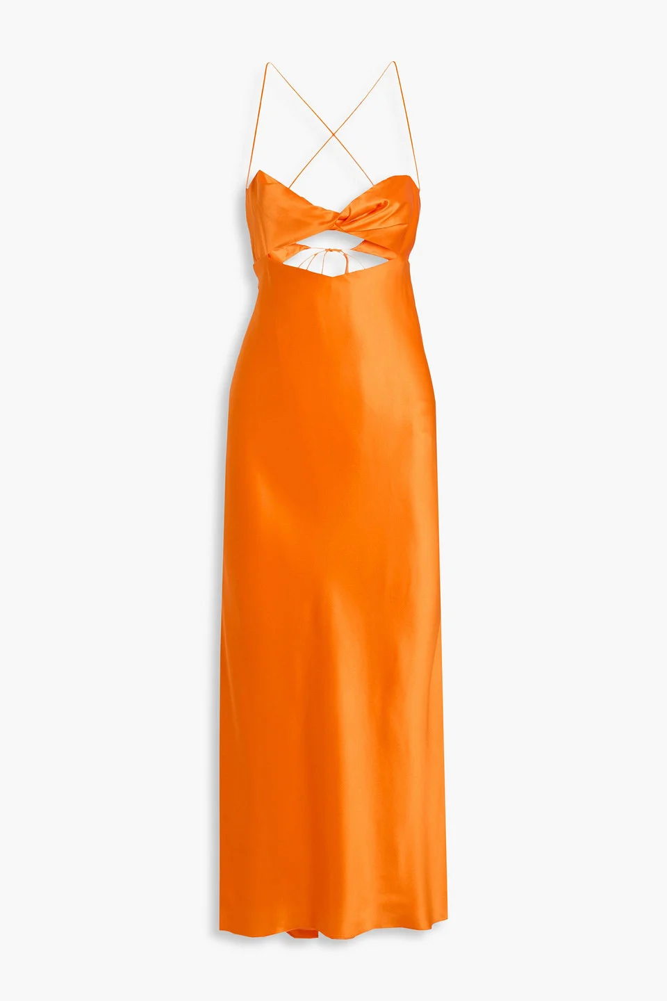 Twisted cutout silk-satin maxi dress - 1