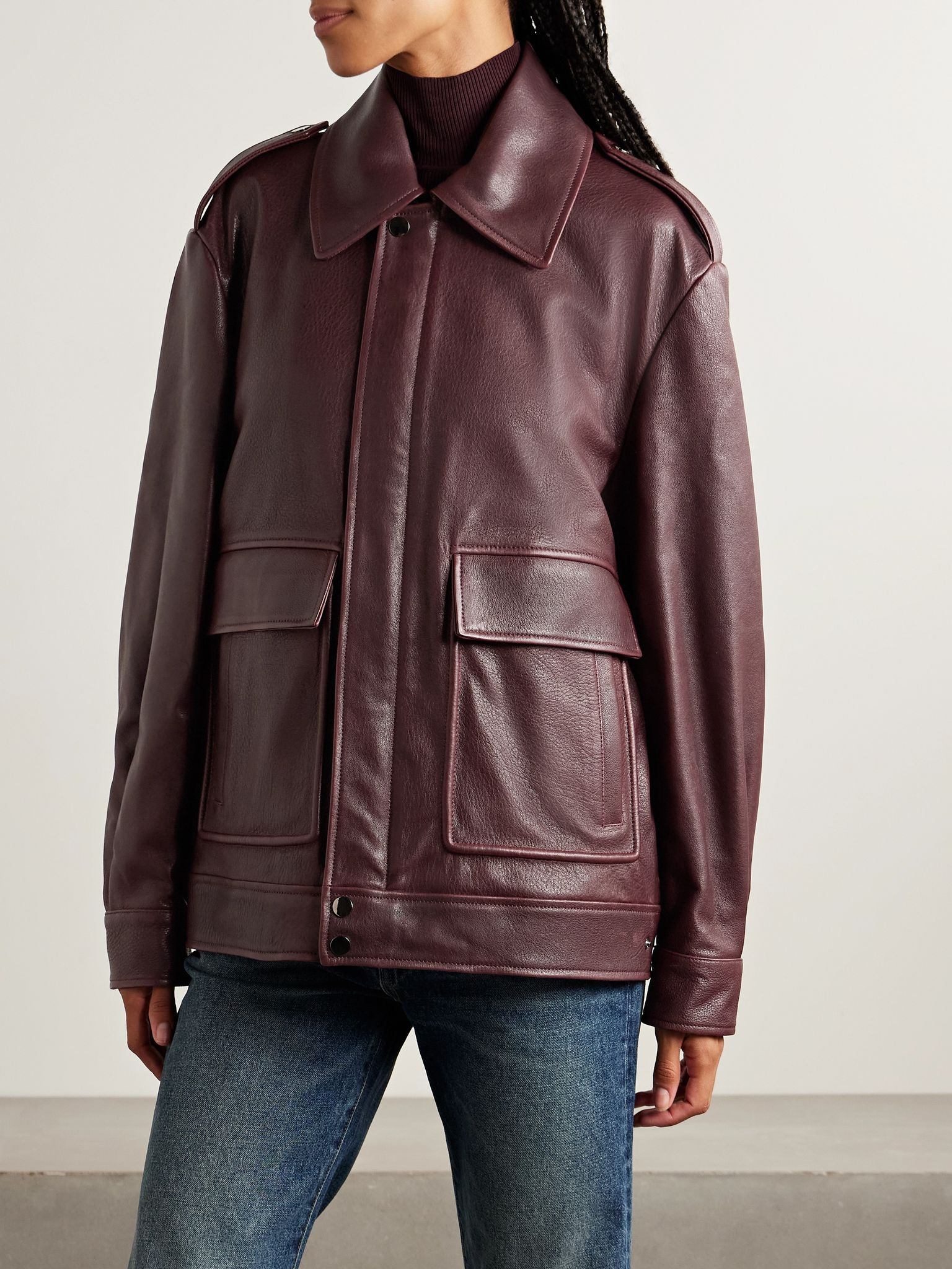 Drey leather jacket Plum - 3