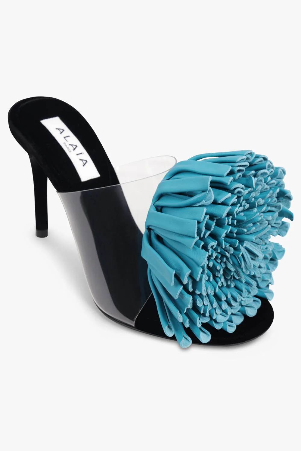 ASYMMETRIC FLOWER 90MM HEEL | TURQUOISE - 1