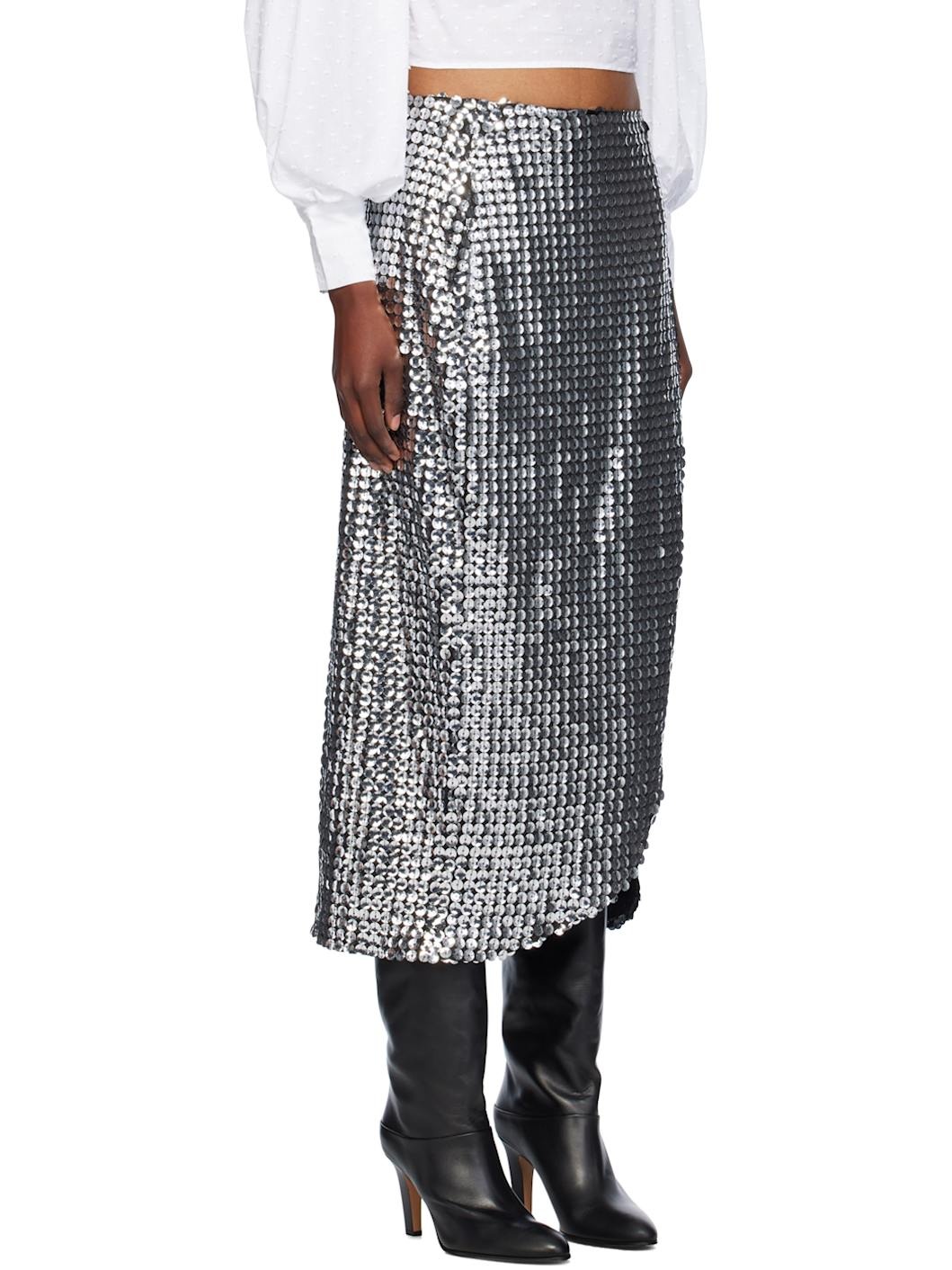 Silver Ruched Midi Skirt - 2