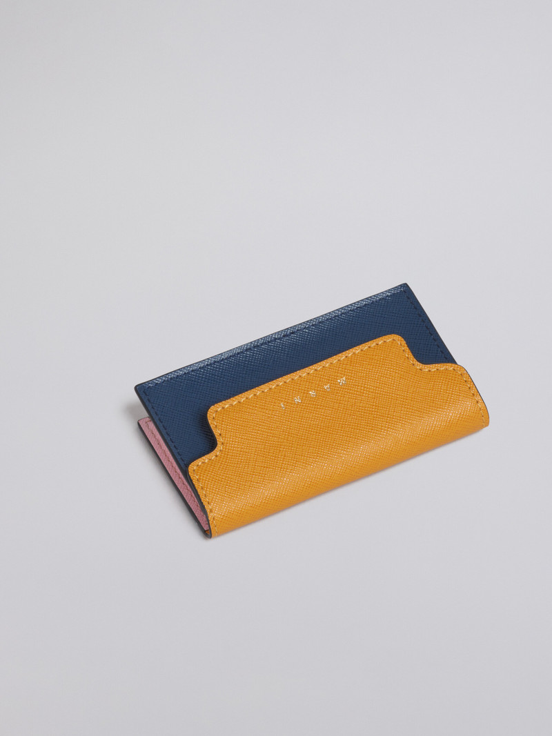 ORANGE PINK AND BLUE SAFFIANO LEATHER BUSINESS CARD CASE 4