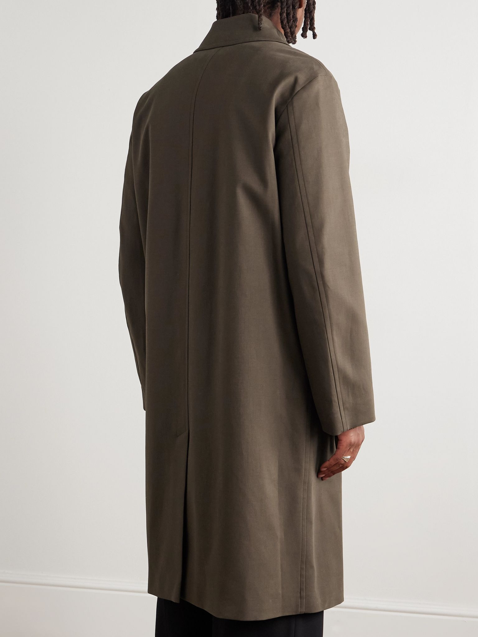 Stretch-Cotton Shell Trench Coat Brown - 4