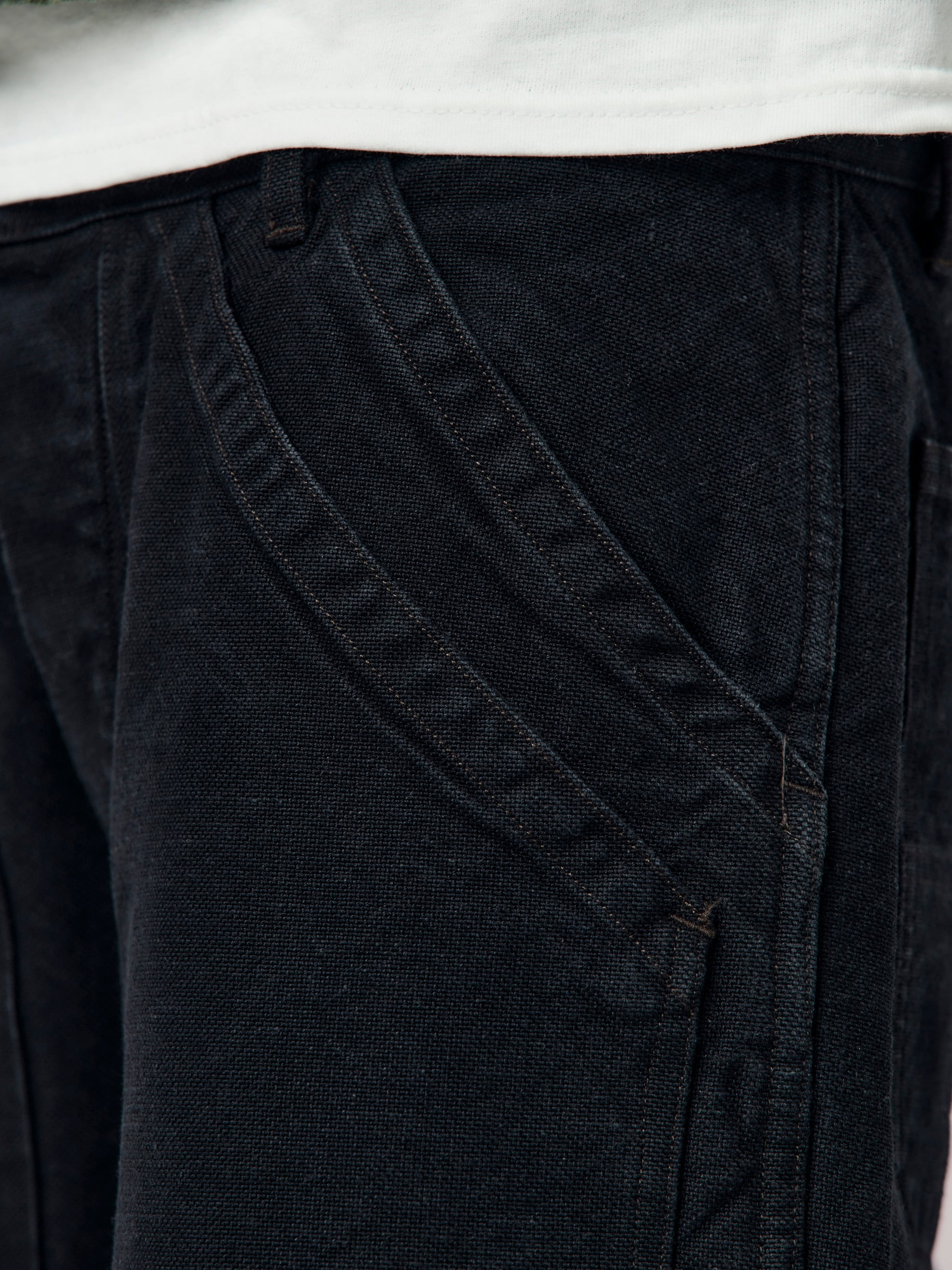VINTAGE SILK HEMP DOUBLE KNEE PANTS (BLACK) - 7