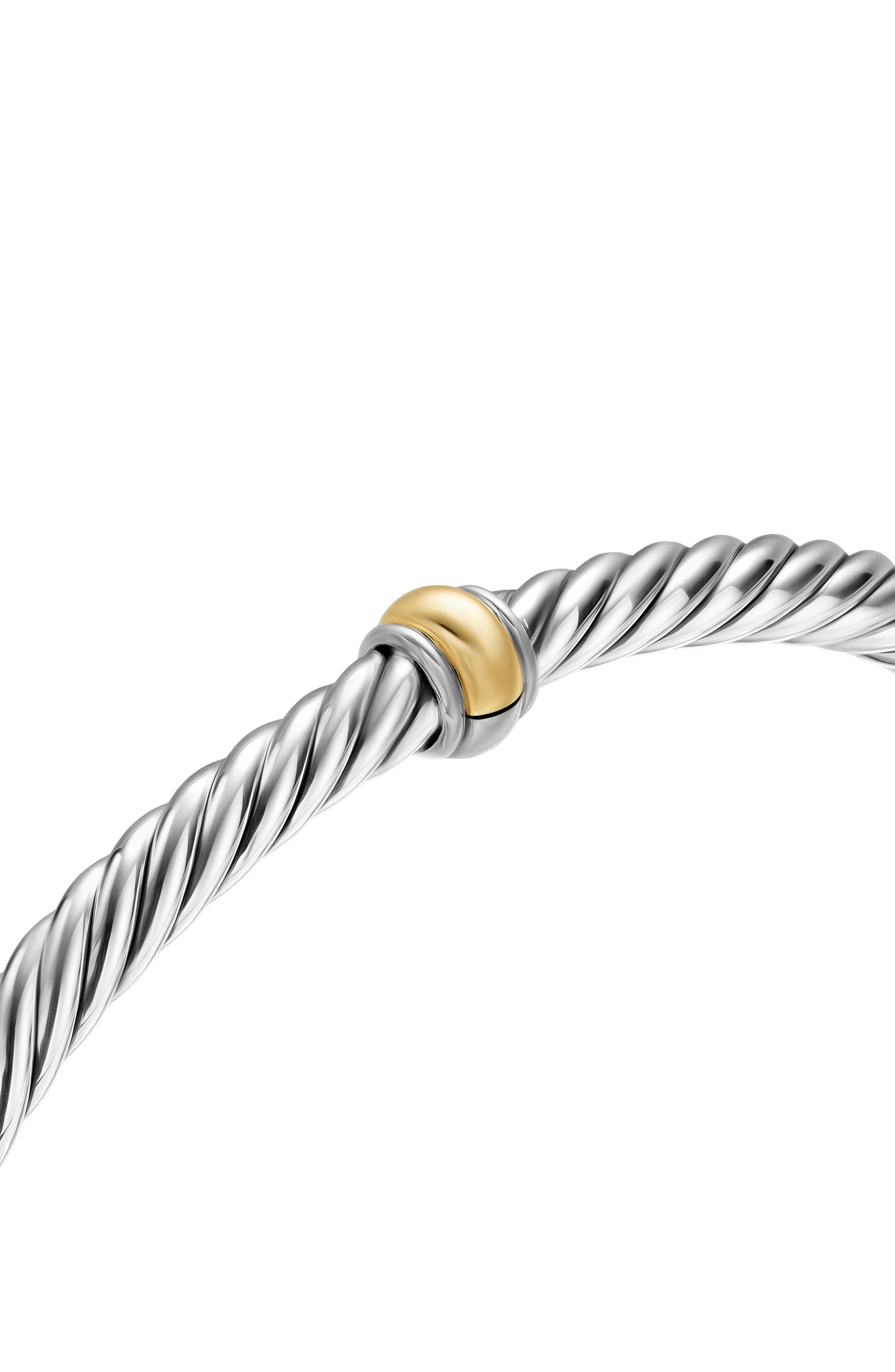 David Yurman Cable Flex Station Bracelet in Sterling Silver with 14K Yellow Gold, 4mm in Silver/Gold - 4