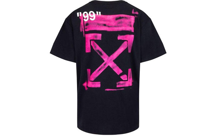 Men's Off-White Graffiti Arrow Pattern Short Sleeve Loose Fit Black T-Shirt OMAA038G20JER0071028 - 2