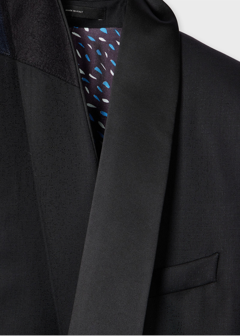 Black Wool-Silk Jacquard Evening Blazer 3