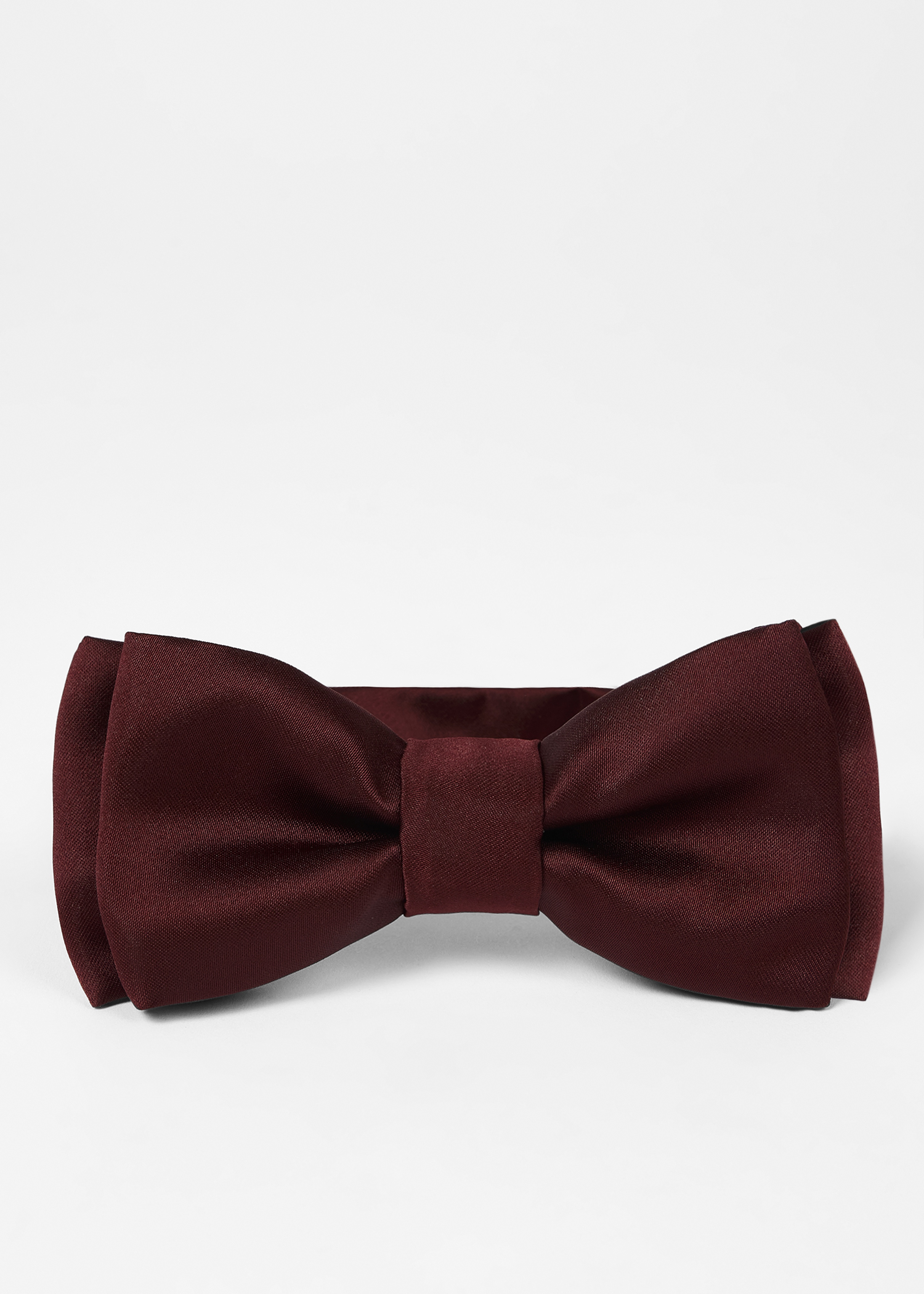 Burgundy Pre-Tied Satin Bow Tie - 3